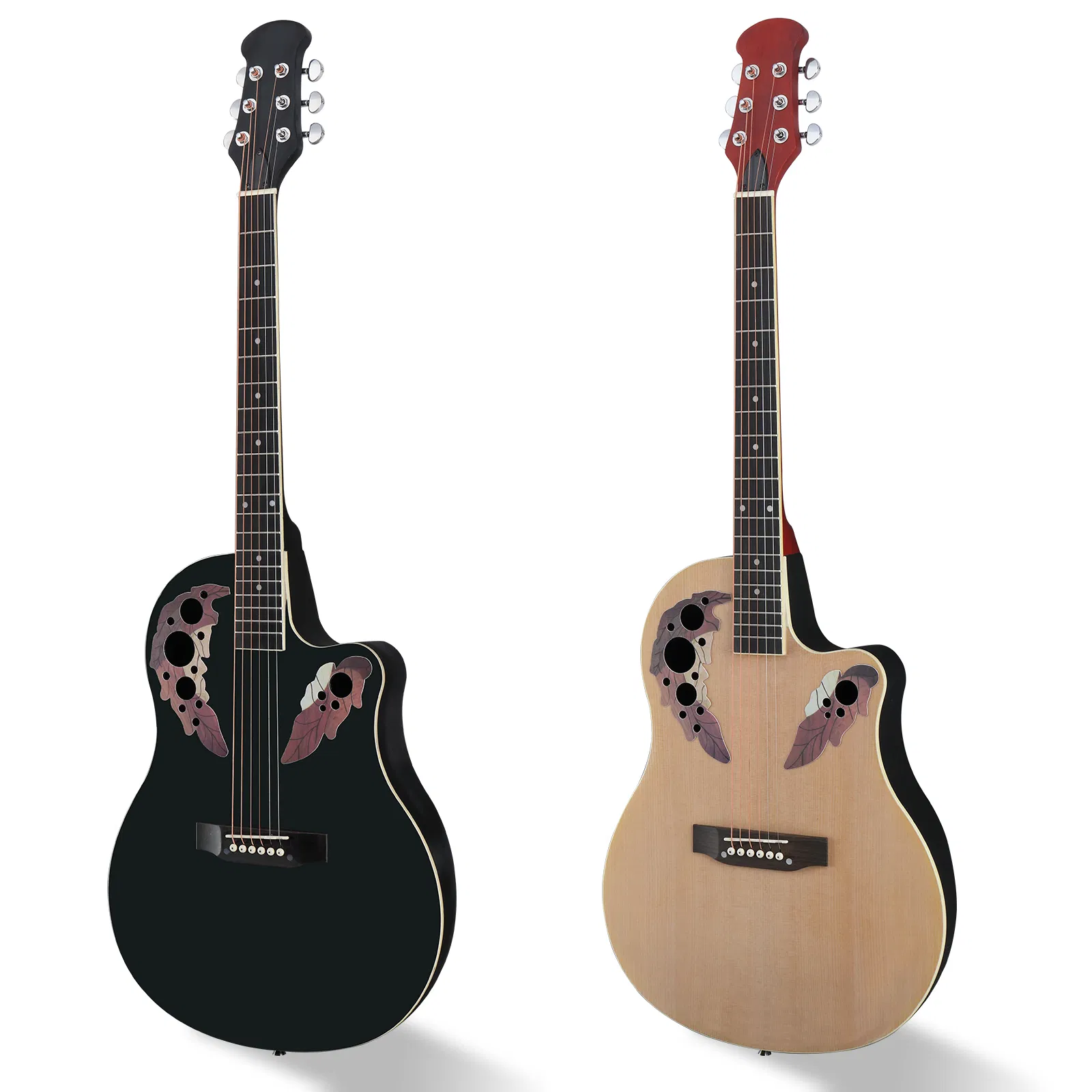 41 inch Cutawary Round Back Acoustic Guitar Spruce Top Grape Hole Black photo 3