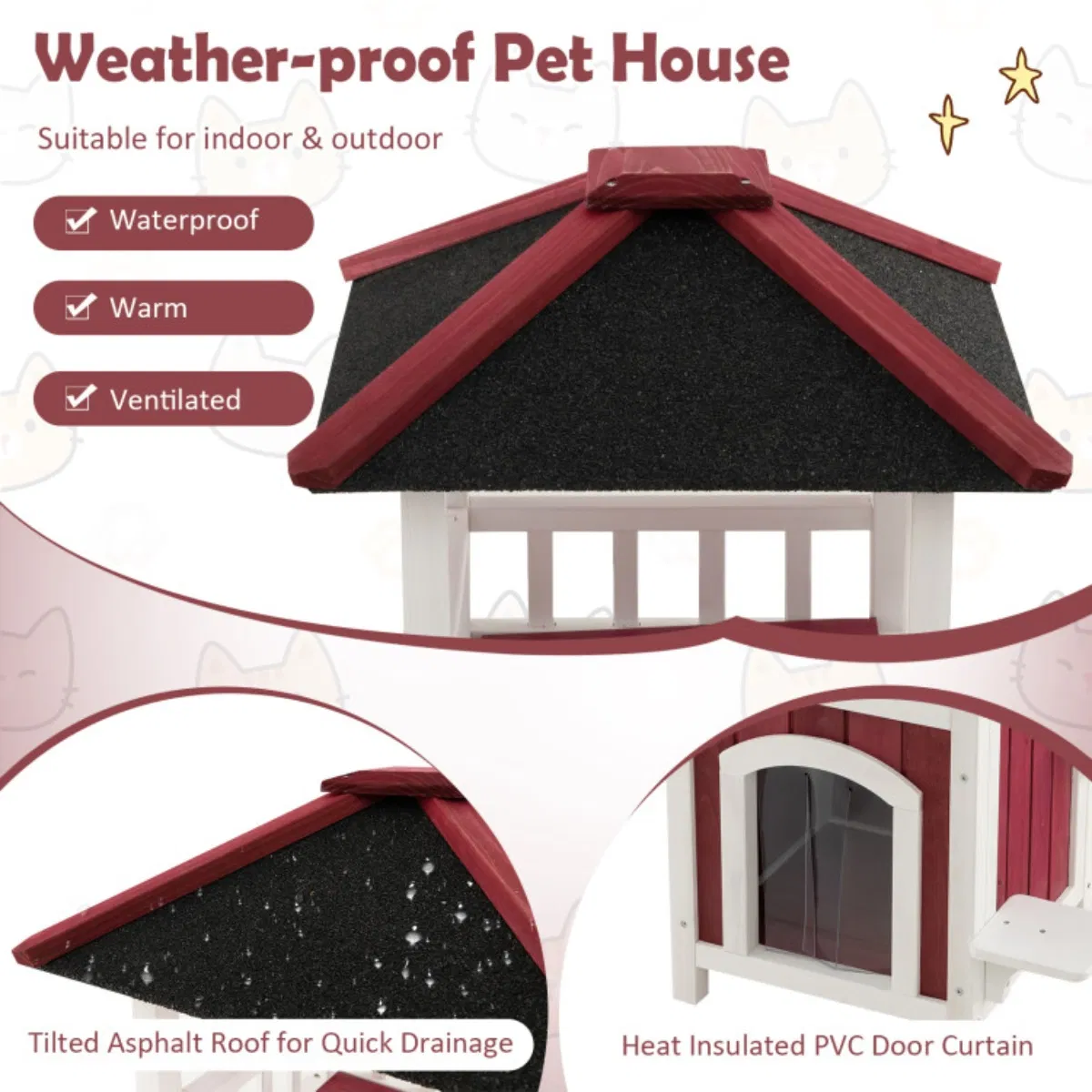 34"H Wooden Cat House photo 4