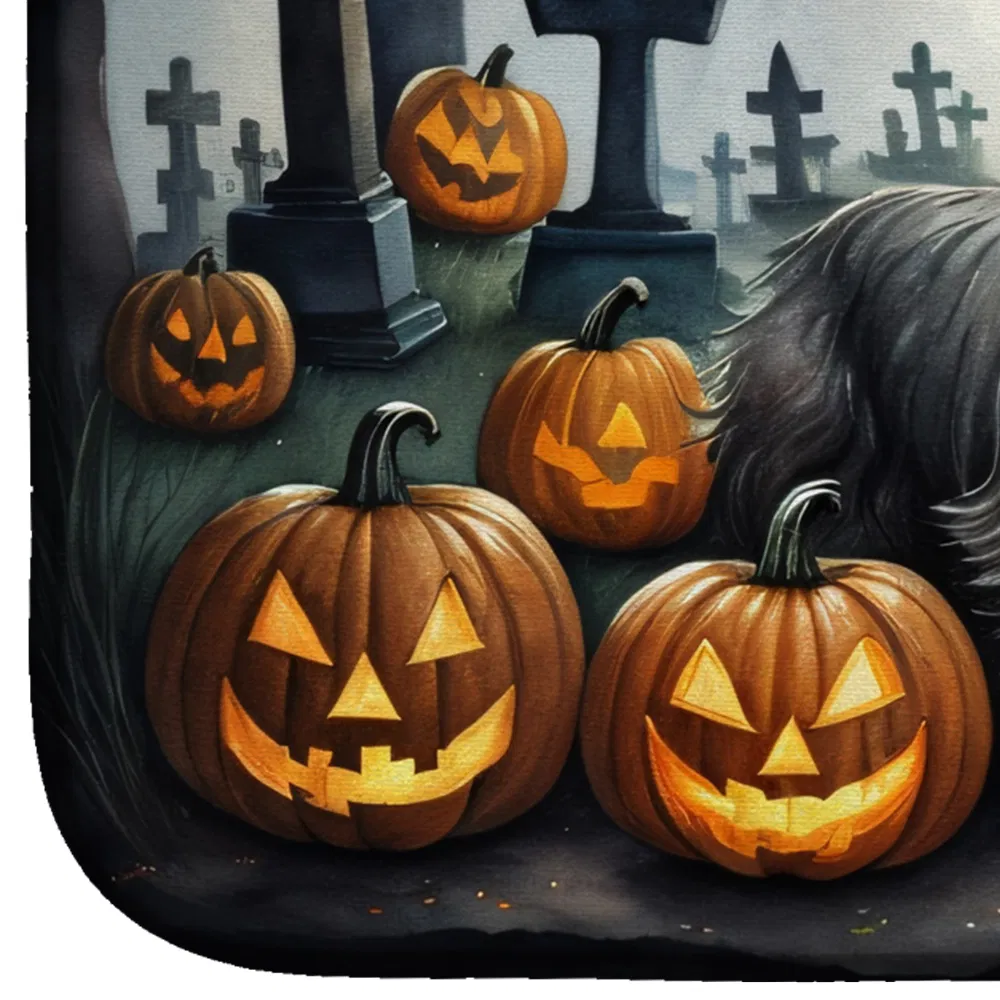 Cairn Terrier Spooky Halloween Dish Drying Mat Absorbent Dish Drying Mat Pad for Kitchen Counter Dish Drainer Mat for Countertop, 14 x 21", Multicolor photo 2
