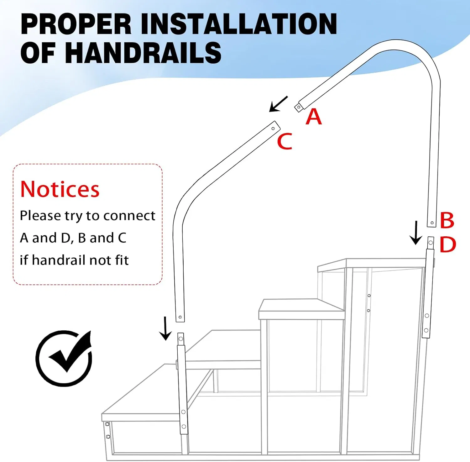 Swimming Pool Ladder Above Ground, RV Steps with Handrail, Heavy Duty Pool Step Hot Tub Steps, 660 lbs Weight Capacity Camper Step Stool Mobile Home Stair for Getting High photo 2