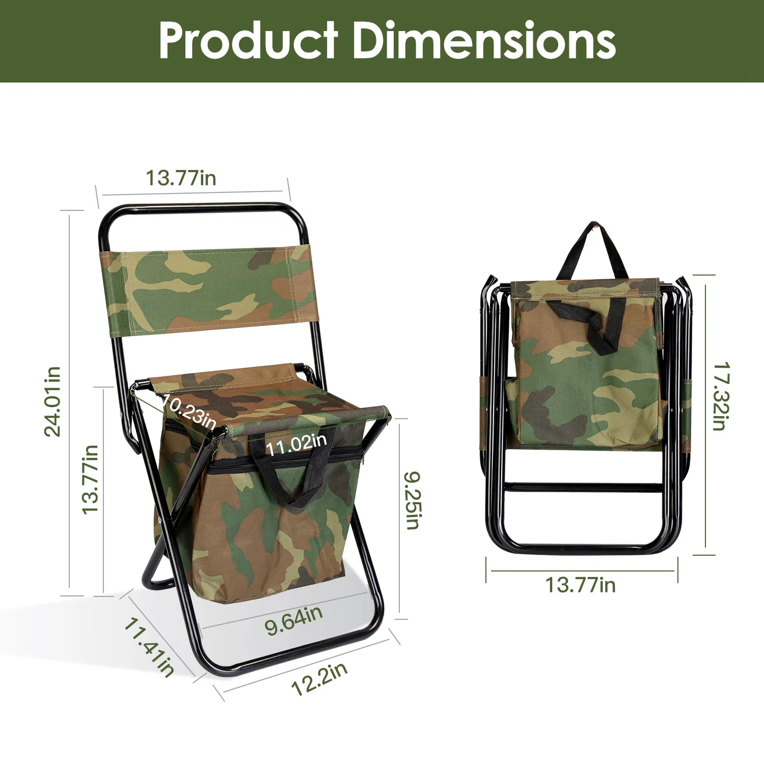 Foldable Fishing Chair With Backrest Built-In Cooler Bag Portable Handle Outdoor Lightweight Fishing Stool For Camping Hiking Hunting photo 5