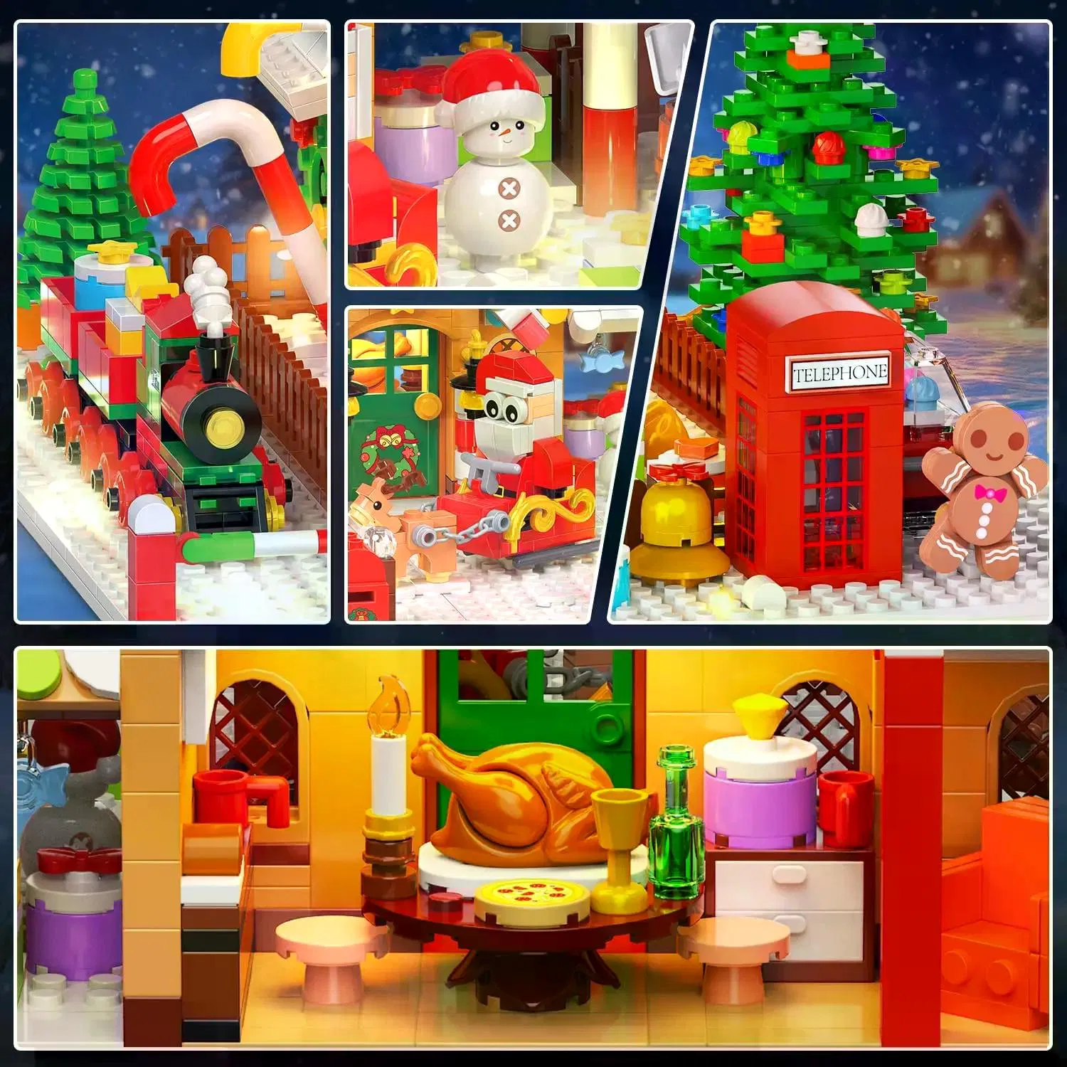 1642-Piece Mini Gingerbread House Advent Calendar, 3.6mm Building Block Christmas Countdown Set with Warm LED Lights, 24-Day Holiday Village Gift photo 6