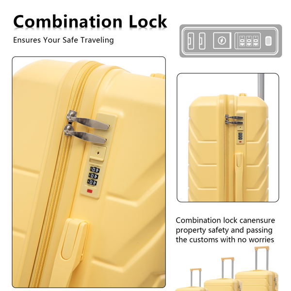 3 in 1 ABS&PC Trolley Box 20in 24in 28in Trolley Box Iron Tie Rod ABSPC Alloy Wine Yellow photo 3