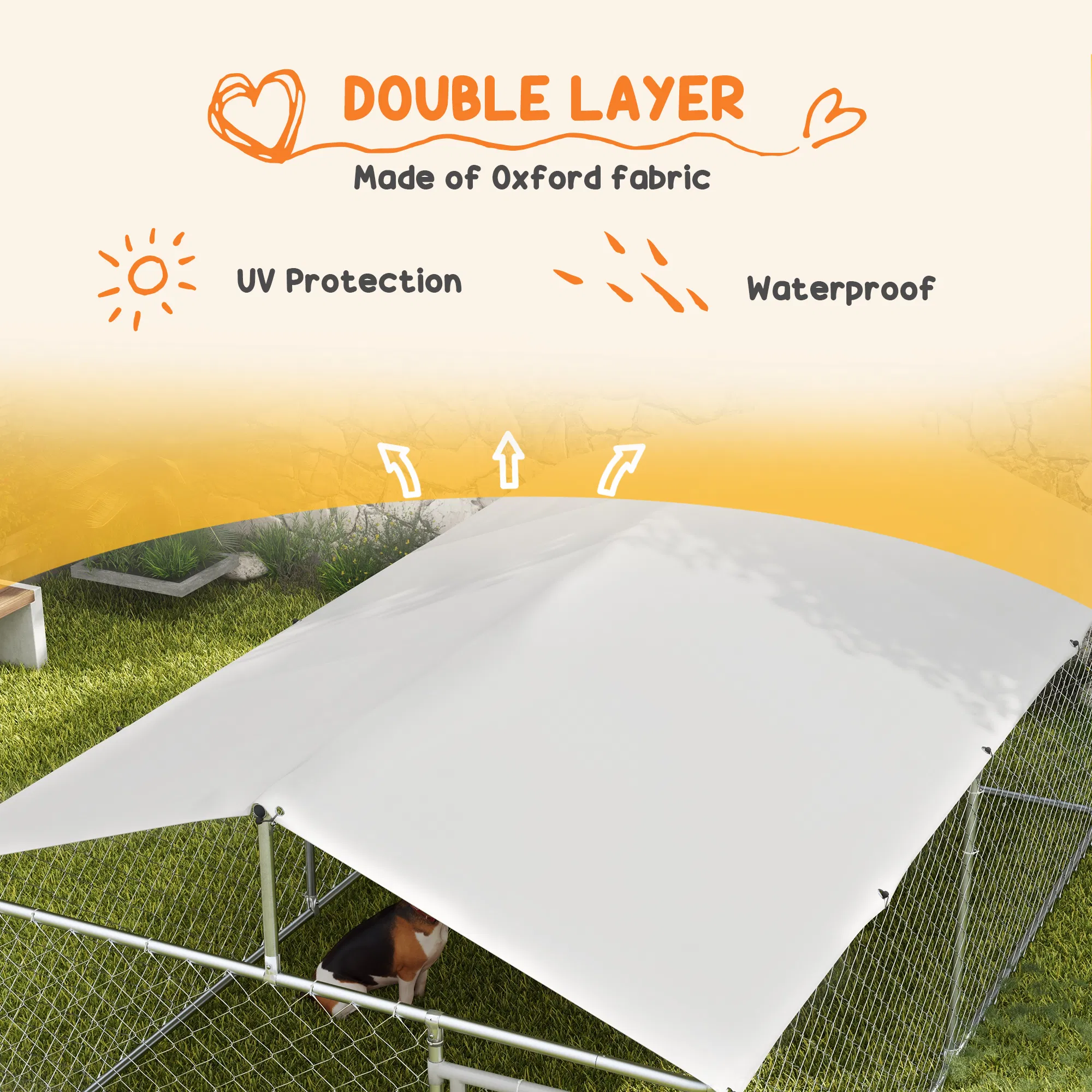 13.1' x 7.5' x 4.9' Outdoor Dog Kennel Dog Run with Waterproof, UV Resistant Cover for Medium Large Sized Dogs, Silver photo 3