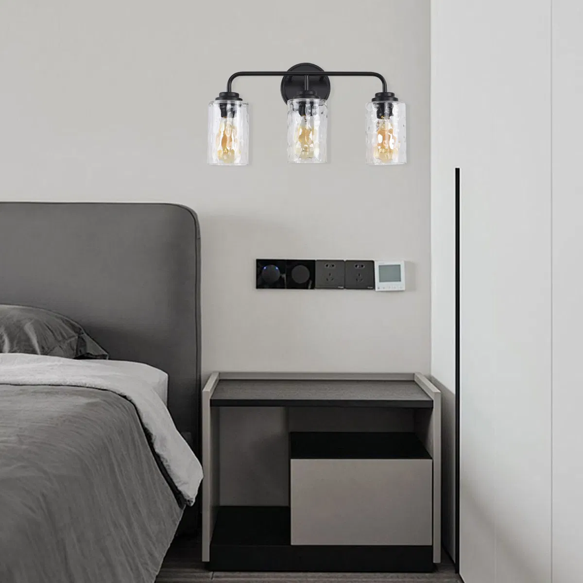3-Light with Clear Glass Glacier Shade Unique Hand-make Lampshade Industrial Indoor Light Fixtur E26 Socket [No Bulb][Unable ship weekends, TK/TEMU only for pickup] photo 8