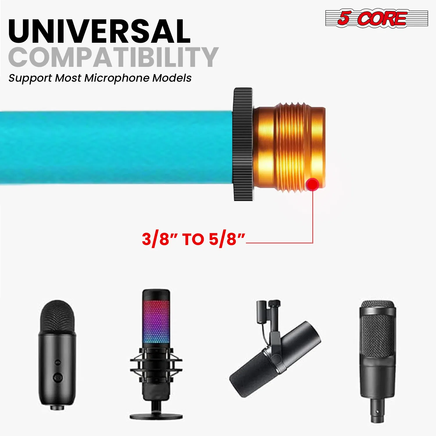 5 Core Tripod Mic Stand Floor 2Pcs Adjustable 18 to 72 Inches Sturdy Boom Arm Holder Microphone Stands Pedestal Para Microfono for Singing photo 2