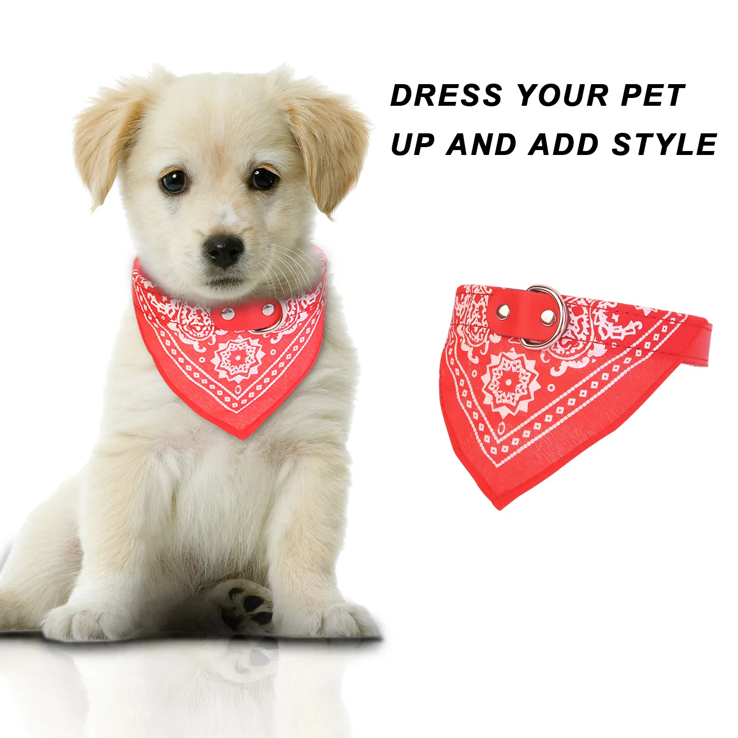 Adjustable Bandana Leather Pet Collar Triangle Scarf photo 8