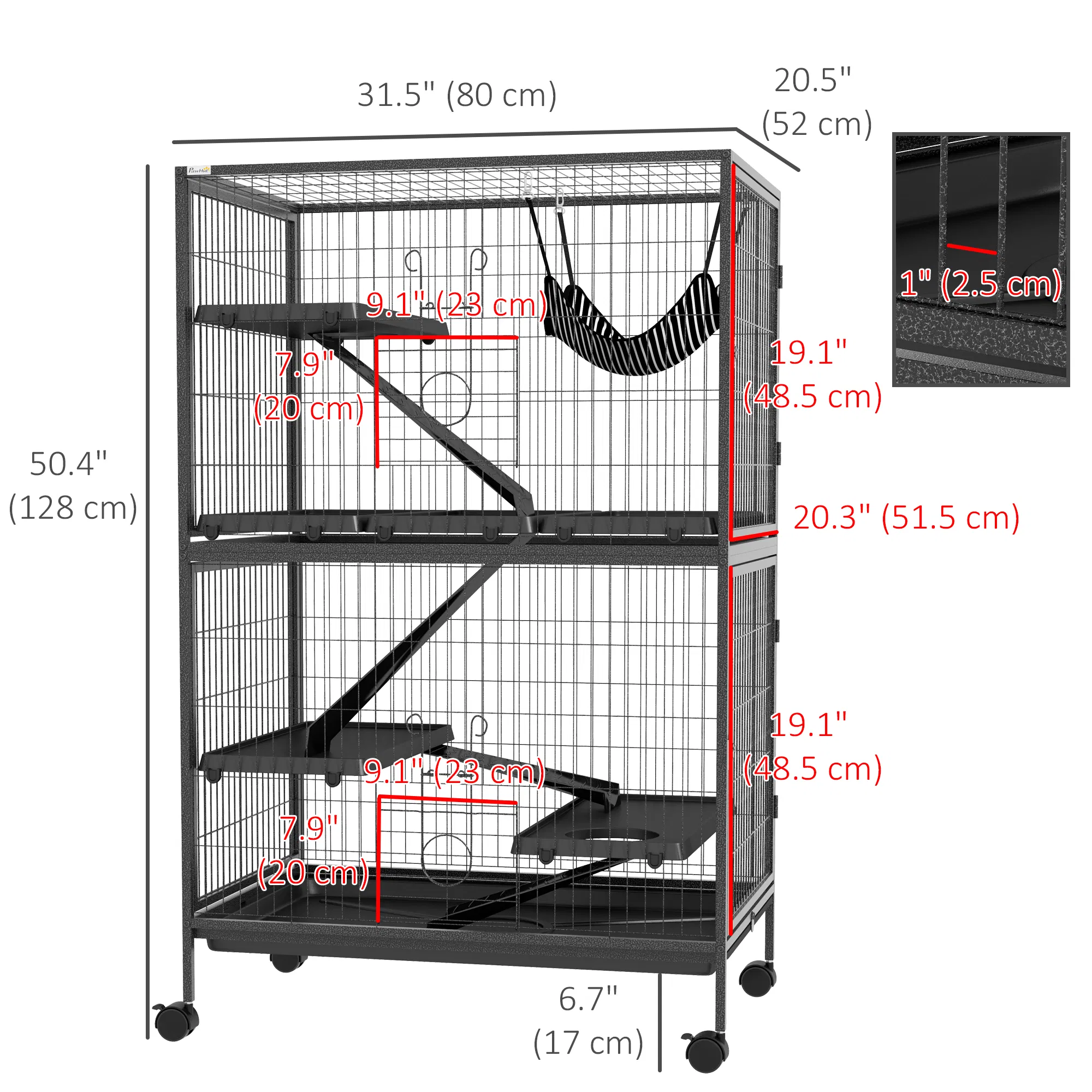 5-Tier Rolling Small Animal Cage, Deluxe Guinea Pig Cage, Ferret Cage for Mink Chinchilla Kitten Rabbit, Grey photo 5