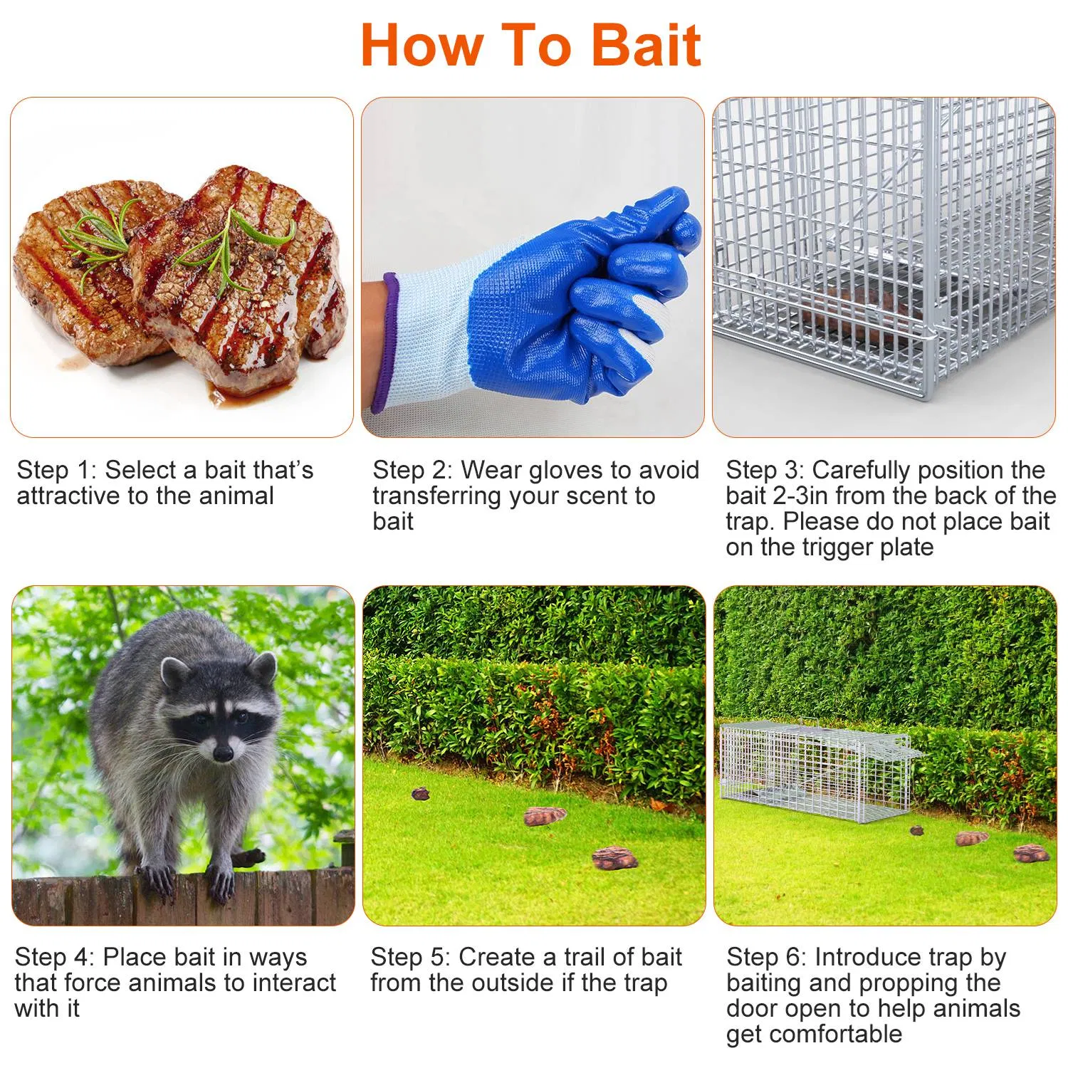 Heavy-Duty Live Animal Trap - 37x14x15 Inch Galvanized Mesh, Sensitive Pedal Trigger & Rear Release Door, Guarded Handle, Foldable Design for Raccoons, Armadillos, Small Dogs Under 55 lbs photo 2