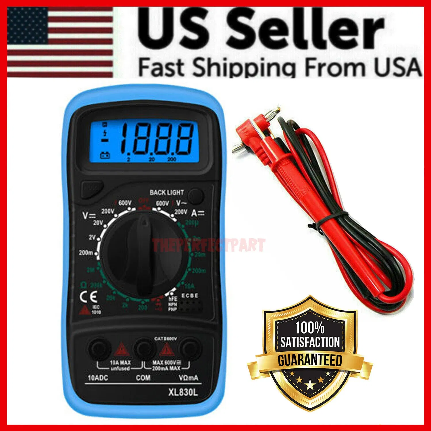 Digital Multimeter AC DC Voltmeter Ammeter Ohmmeter Volt Tester Meter XL830L USA photo 1