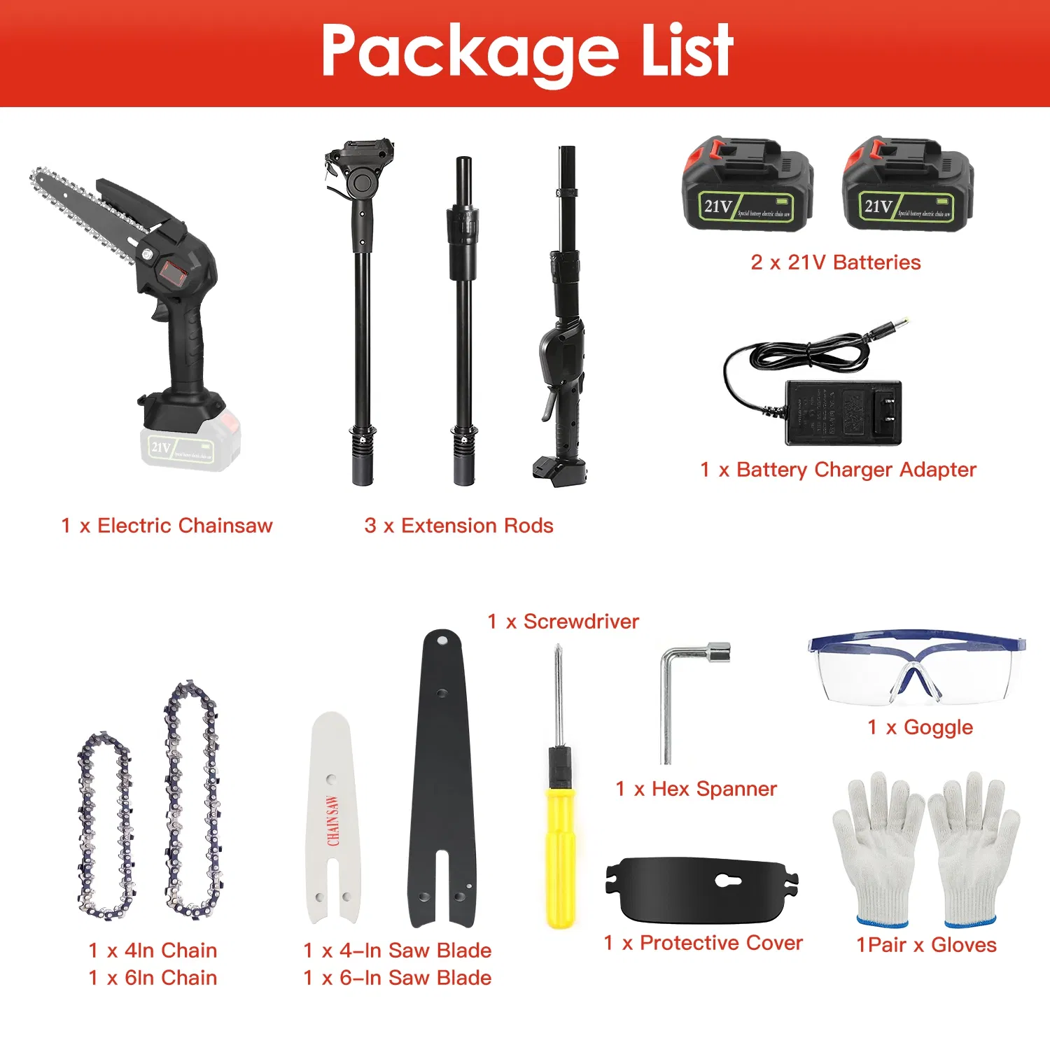 2-in-1 Electric Pole Saws for Tree Trimming, 6 Inch Mini Chainsaw Cordless with Extension Pole, Battery Powered Pole Chain Saw, Tree Trimmer Limb Branch Cutter Pruner with 2 Battery photo 7