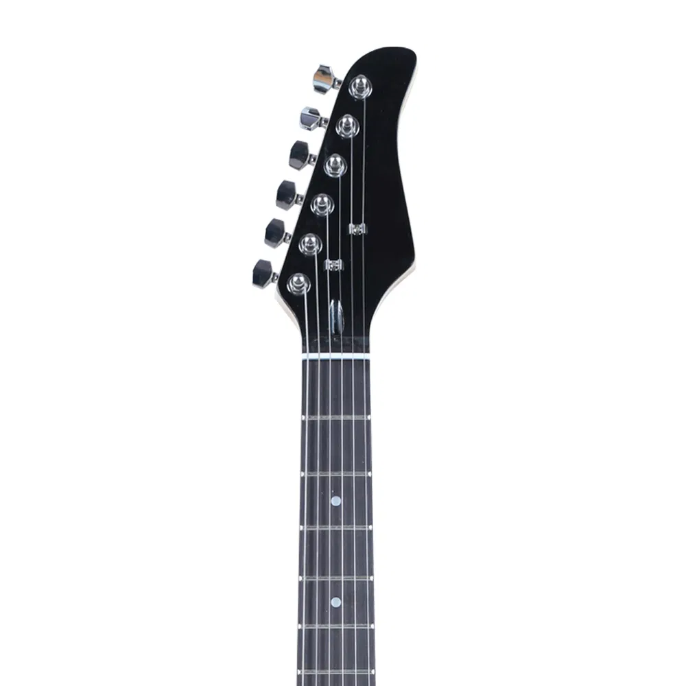 Lightning Style Electric Guitar with Power Cord/Strap/Bag/Plectrums Black & White photo 5