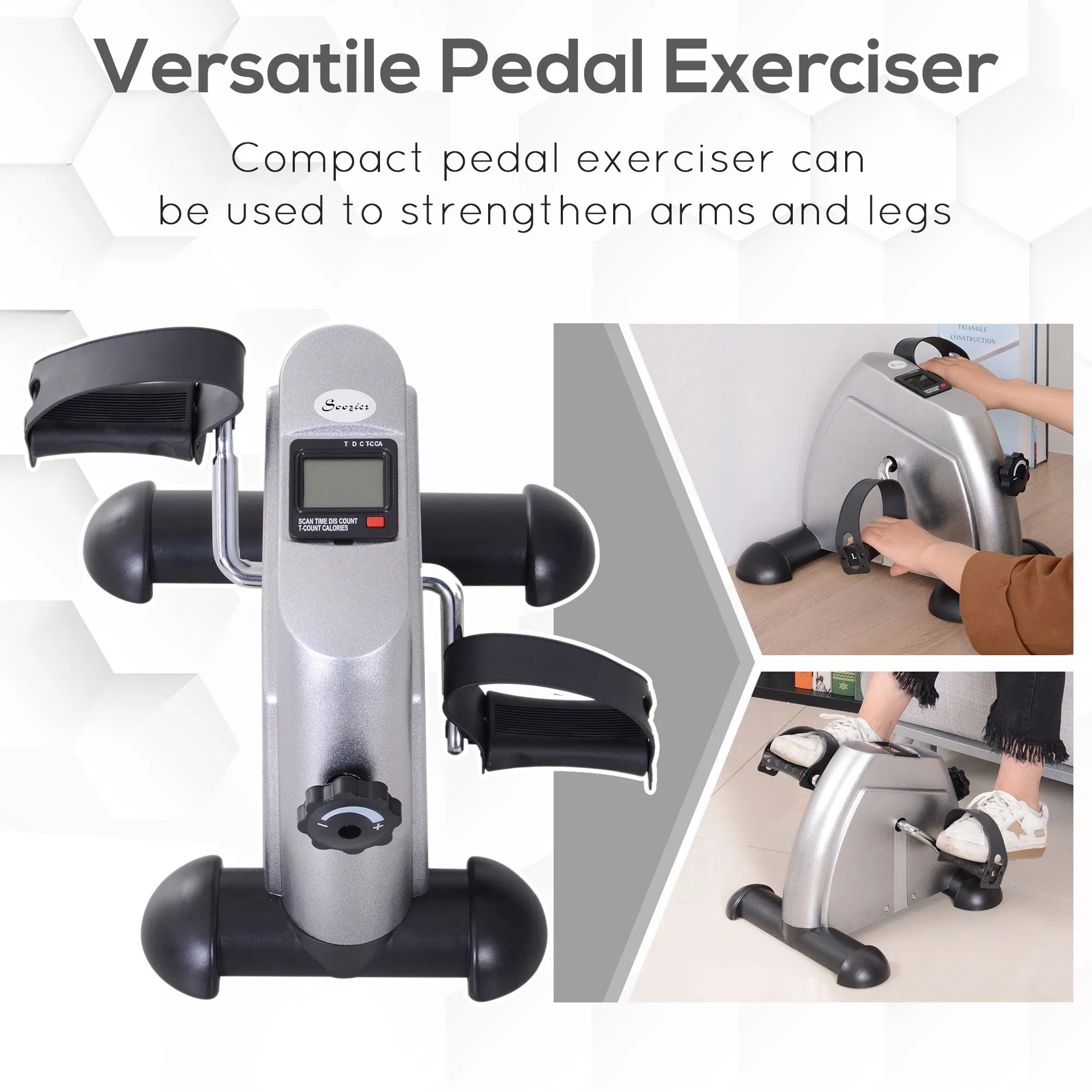 Portable Mini Pedal Exercise Bike Indoor Cycle Fitness Arm Leg w/ LCD Display, Silver photo 6