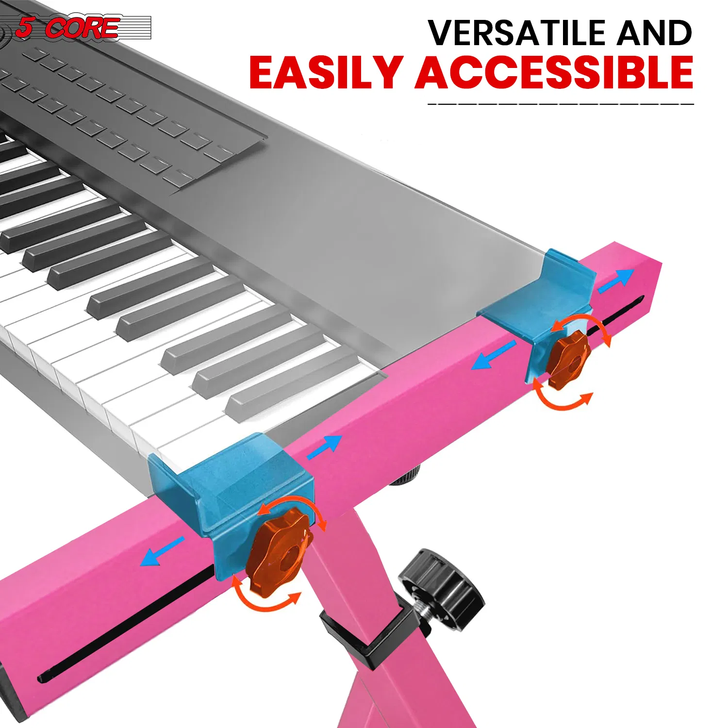 5 CORE Keyboard Stand Riser Z Style Height Width Adjustable Portable Heavy Duty Music Stands Holder for Kids and Adults Fits 54 to 88 Key Electric Pianos photo 7