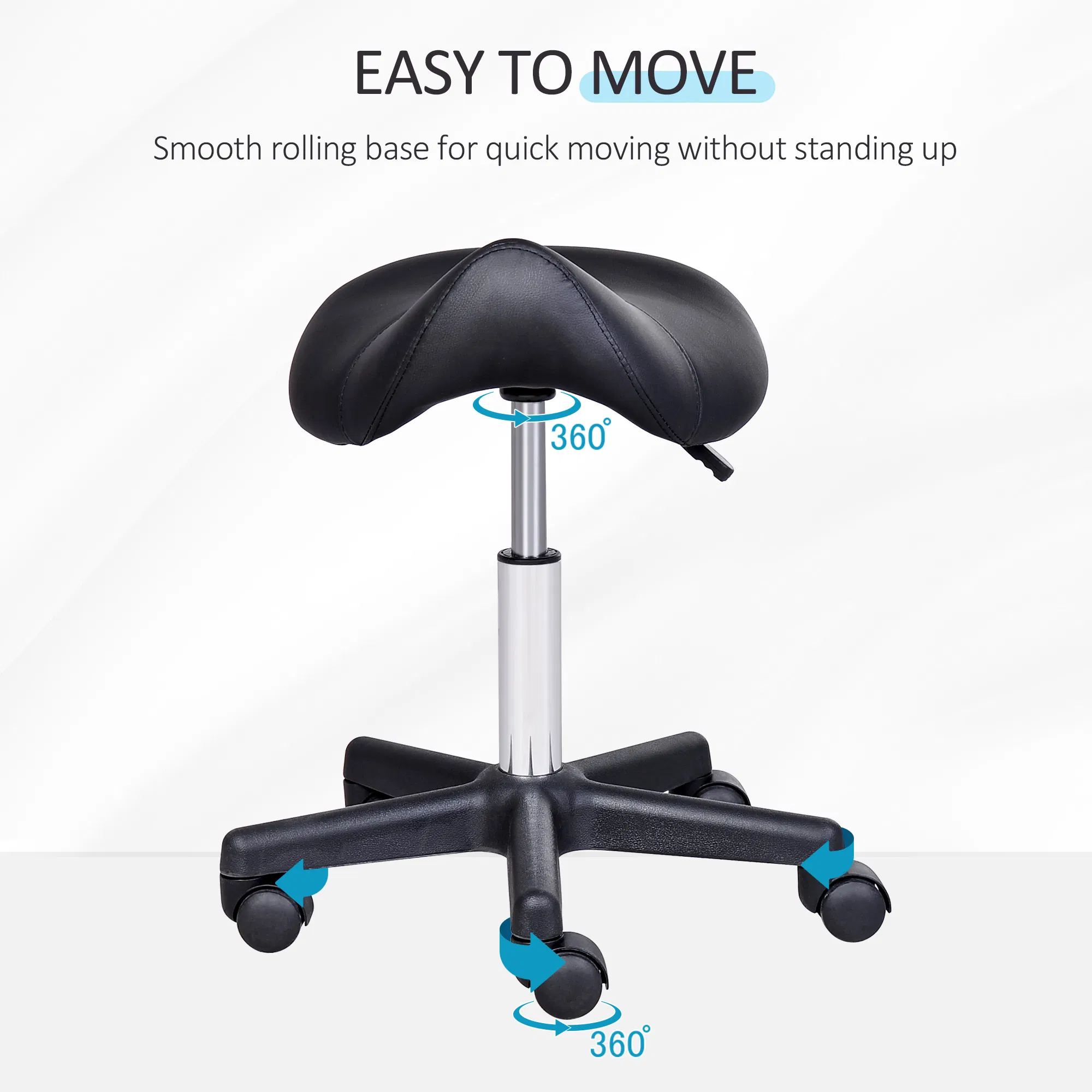 Hydraulic Swivel Salon Stool Adjustable Massage Facial Spa Beauty Saddle Chair Black photo 2