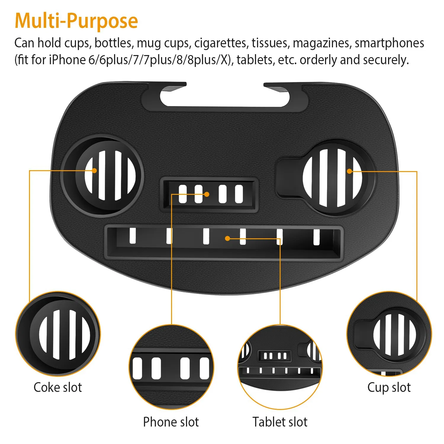 Zero Gravity Chair Cup Holder Clip On Side Tray w/Beverage Can Mobile Devices Slots photo 5