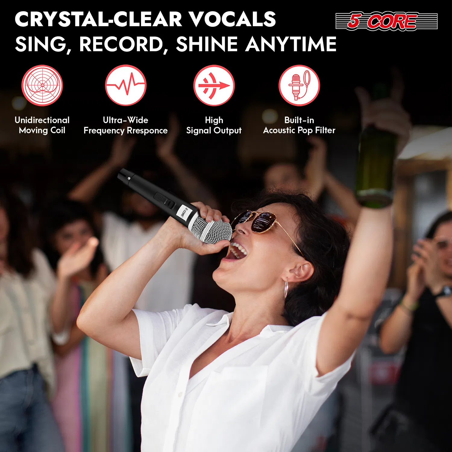 5 CORE Microphone Dynamic Vocal Handheld Mic Cardioid Unidirectional Microfono w On Off Switch + XLR Audio Cable for Singing Karaoke Public Speaking & Parties photo 5