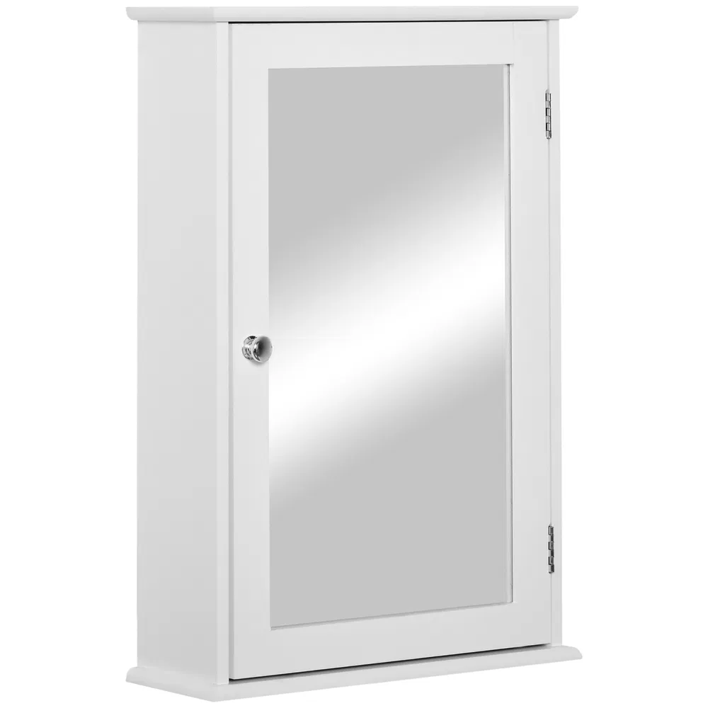 Bathroom Mirror Cabinet, Wall Mounted Medicine Cabinet with Door and Shelves, White photo 7
