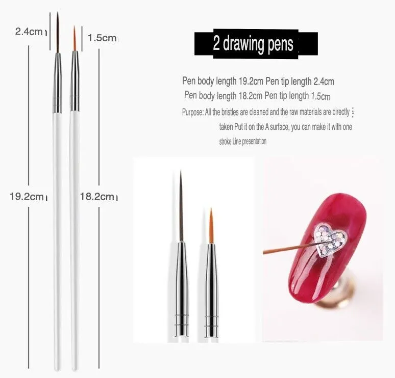 20PCS/Set Nail Art Design Dotting Painting Drawing Polish Brush Pen Tools UV Gel photo 5