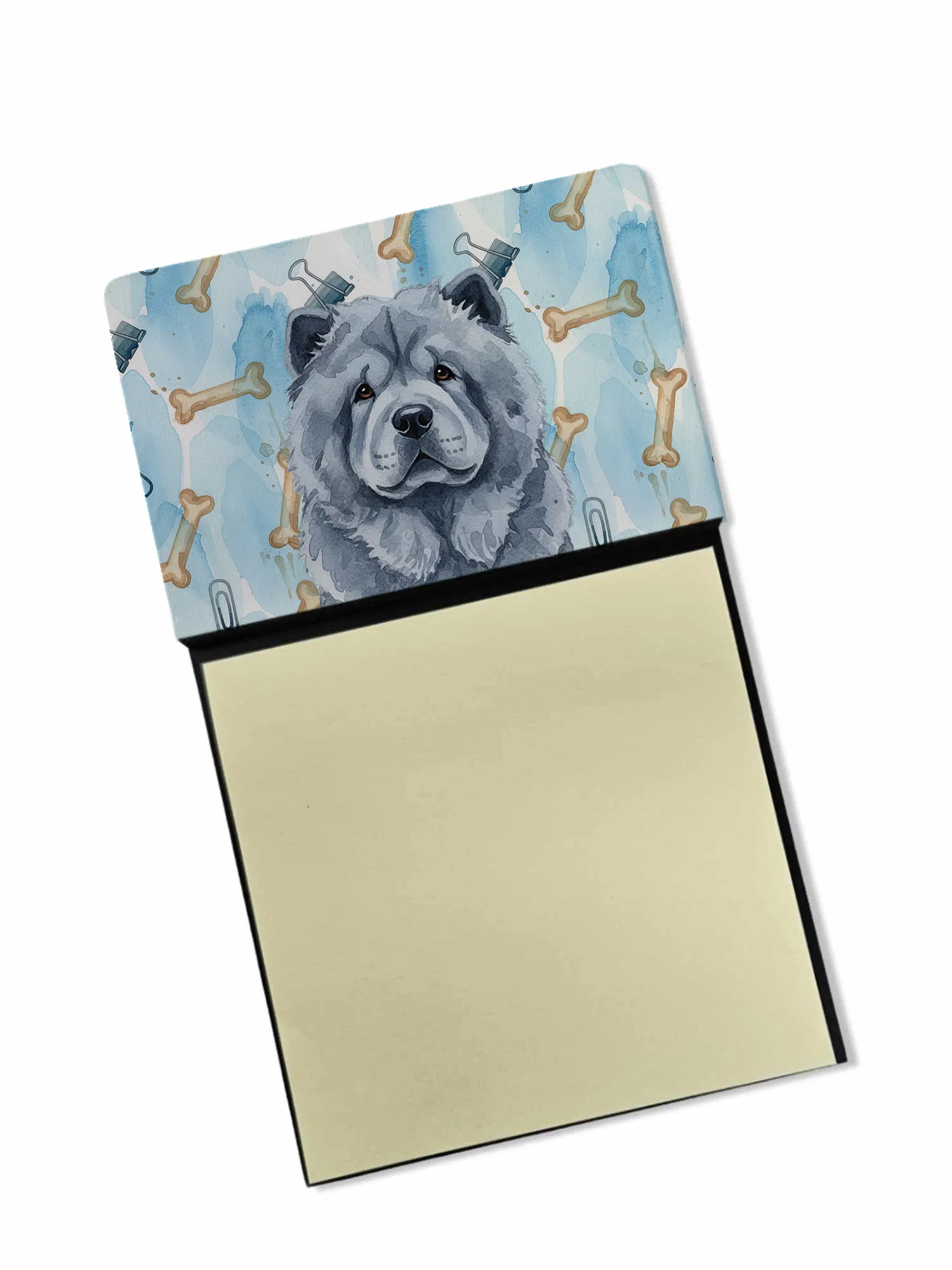 Blue Chow Chow Coworker Watercolor Sticky Note Holder Refillable Dispenser Desk Accessory 3x3 Pad Gift photo 1