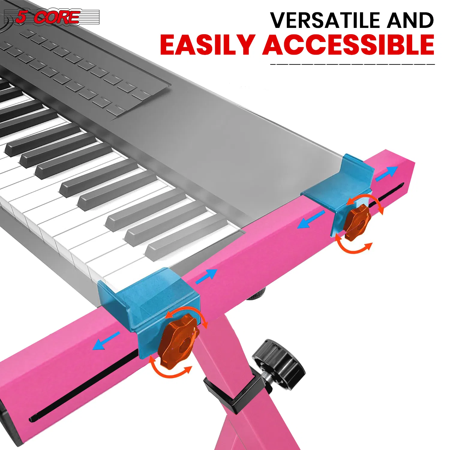 5 Core Keyboard Stand Z Style Height Width Adjustable Portable Heavy Duty Music Stands for Kids and Adults Fits 54 to 88 Key Electric Pianos w Wheels - KS Z1 BLK HD WHLS photo 4