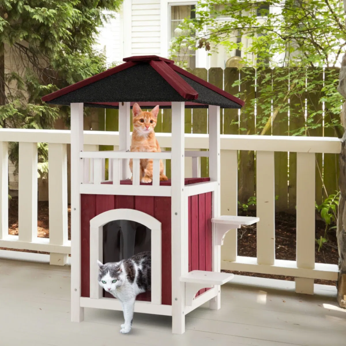 34"H Wooden Cat House photo 1