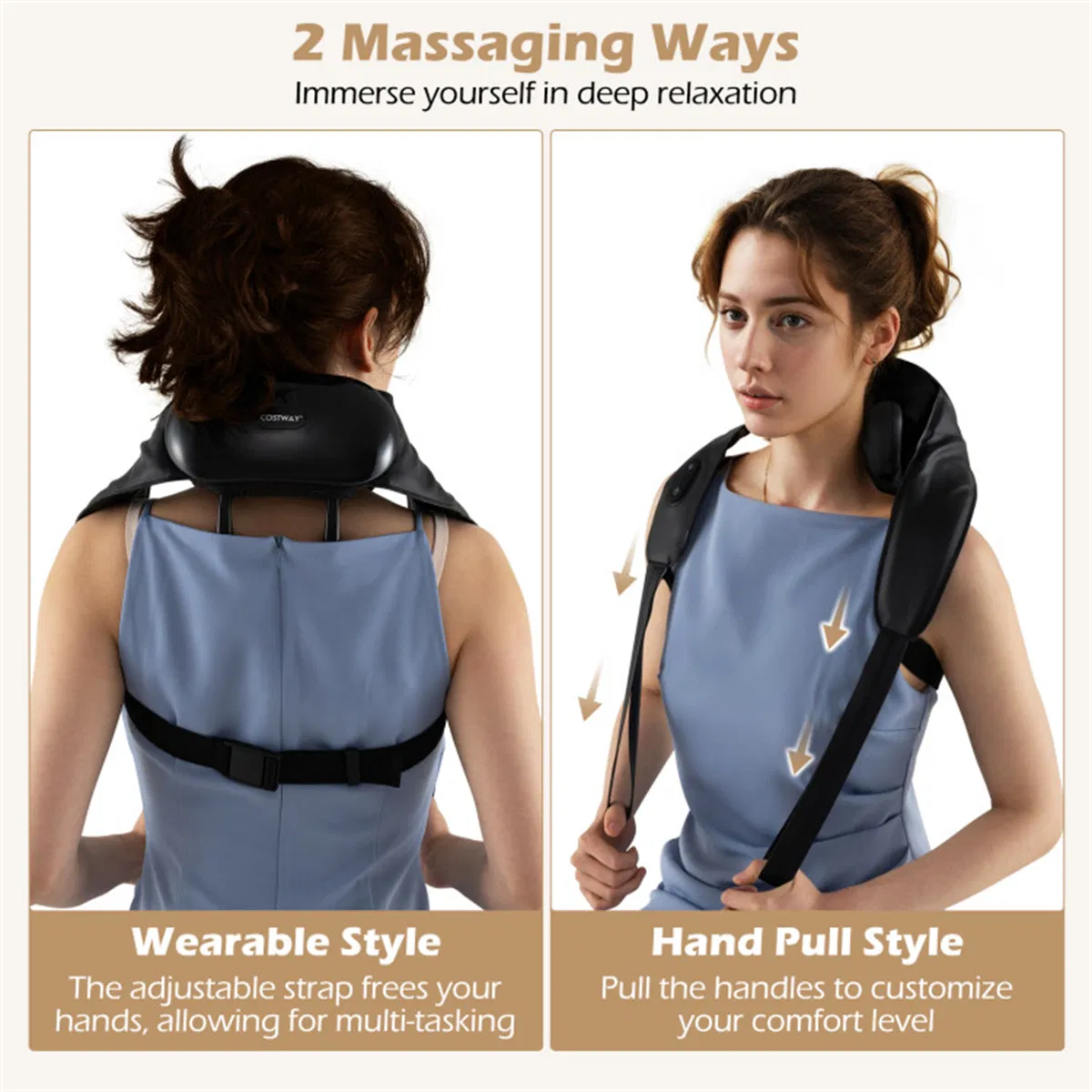 Neck Shoulder Massager - 4D Deep Tissue Kneading, 2 Modes & 2-Level Heat (104-113°F), Hands-Free Straps for Home/Office/Travel photo 5