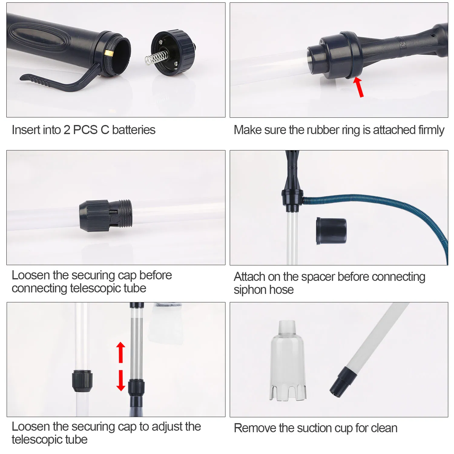 2-in-1 Aquarium Gravel Cleaner & Siphon Pump, Battery Powered Dirt/Fish Waste Remover, Adjustable Tubes for Small/Medium/Large Fish Tanks photo 7