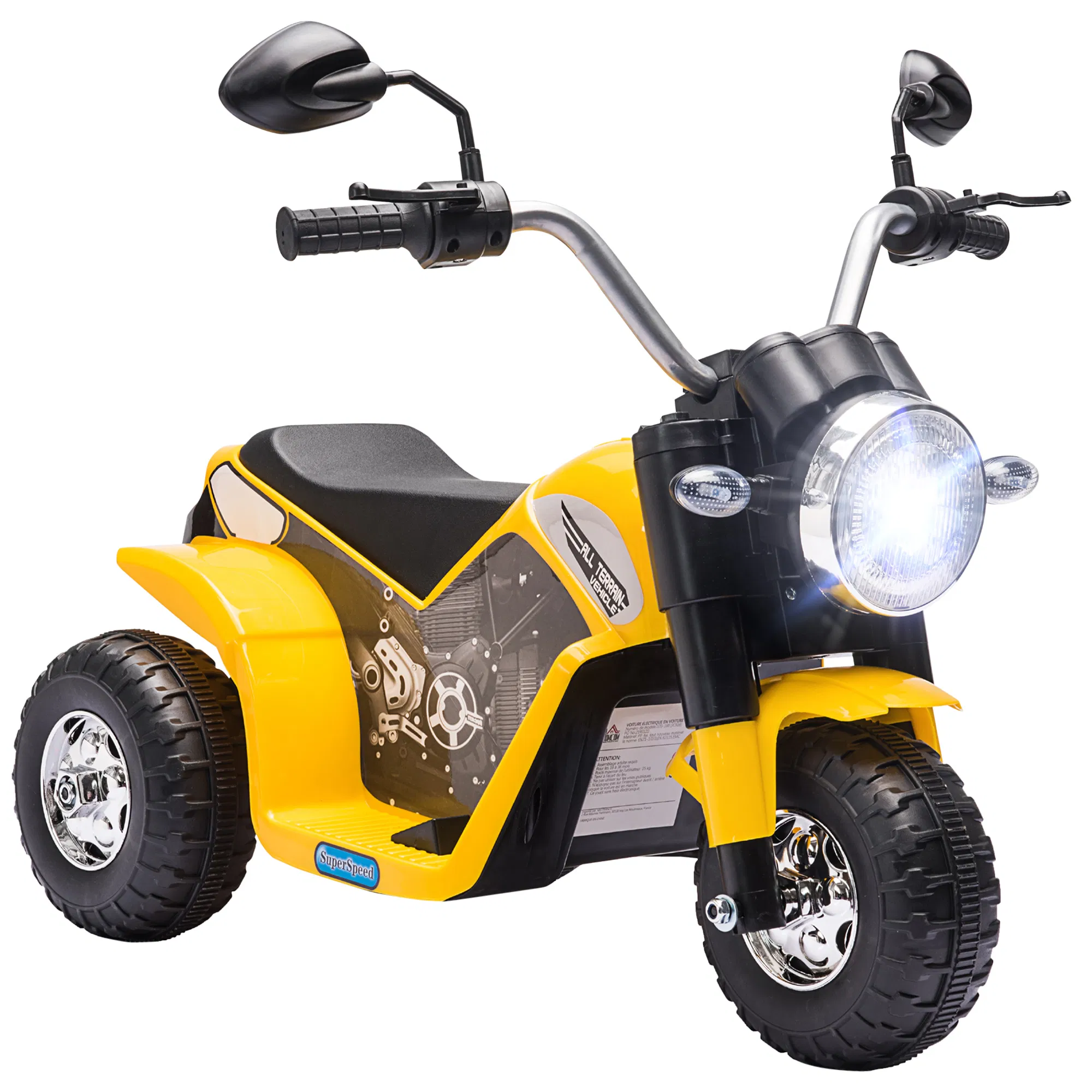 Kids Electric Motorcycle 6V Battery Powered Ride-On Dirt Bike 3-Wheels Motorbike Yellow photo 1