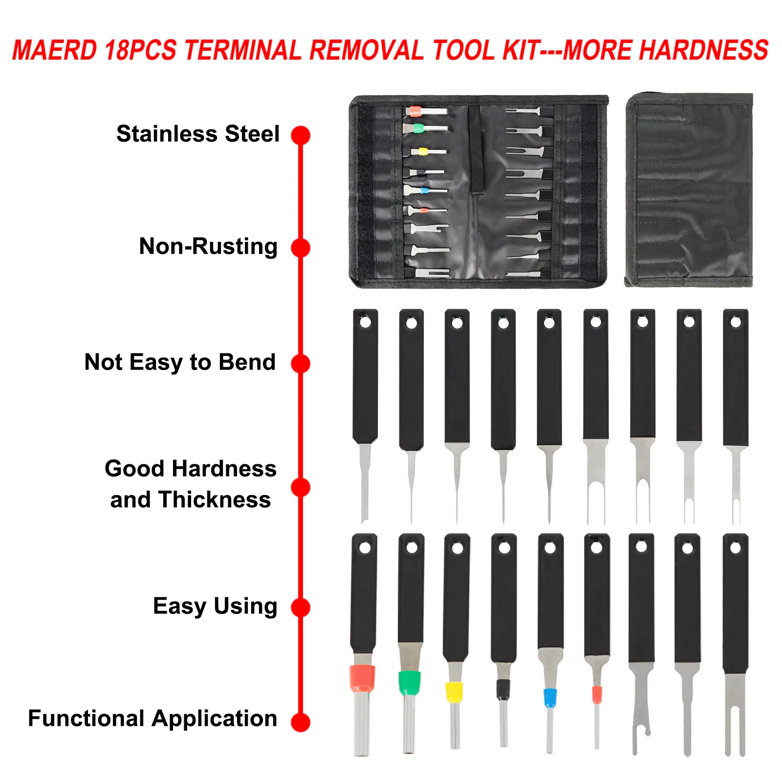 18Pcs Heavy Duty Thick Car Terminal Removal Kit Wire Connector Pin Release Tool photo 2