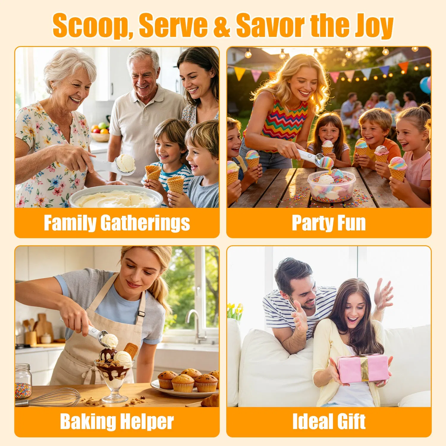 Heated Ice Cream Scoop Rechargeable Electric Ice Cream Scooper IP66 Waterproof 45S Fast Heating to 158°F 5-Min Auto Shutoff for Hard Ice Cream Gelato Frozen Yogurt photo 5