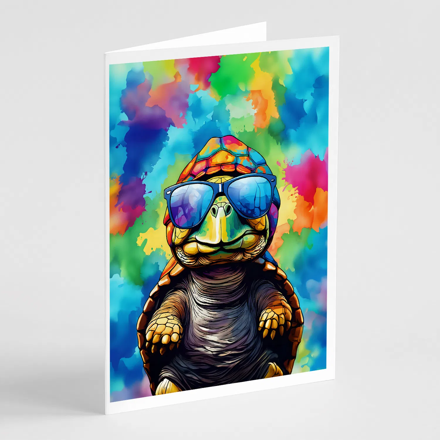 NEW Hippie Animal Tortoise Turtle Greeting Cards Pack of 8 Blank Cards with Envelopes Whimsical A7 Size 5x7 Blank Note Cards photo 1