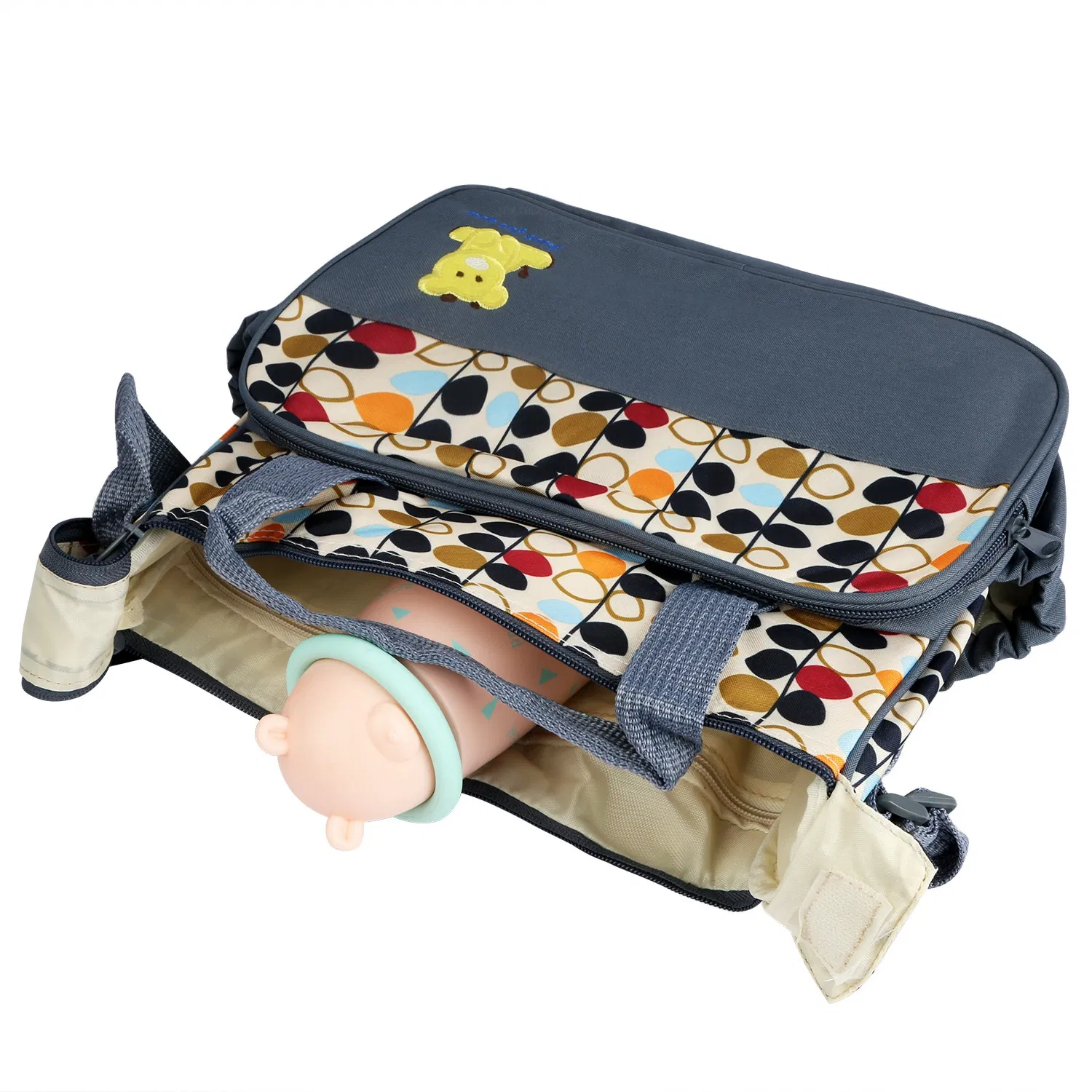 5PCS Baby Diaper Bag Set - Water-Resistant & Stain-Resistant, Multi-Pocket Design for Baby Essentials, Hand & Shoulder Carry - Ideal for Parents photo 5