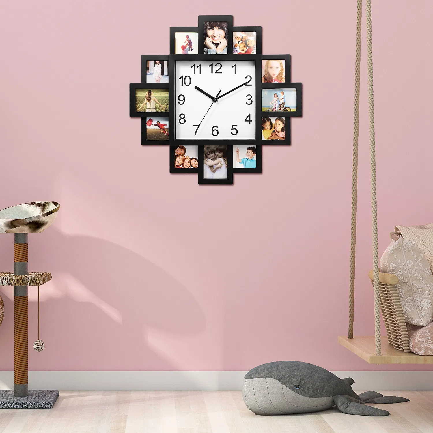 Photo Frame Clock Picture Collage 12-Picture Display Wall Clock Photowall Wall Hanging Home Decor photo 8