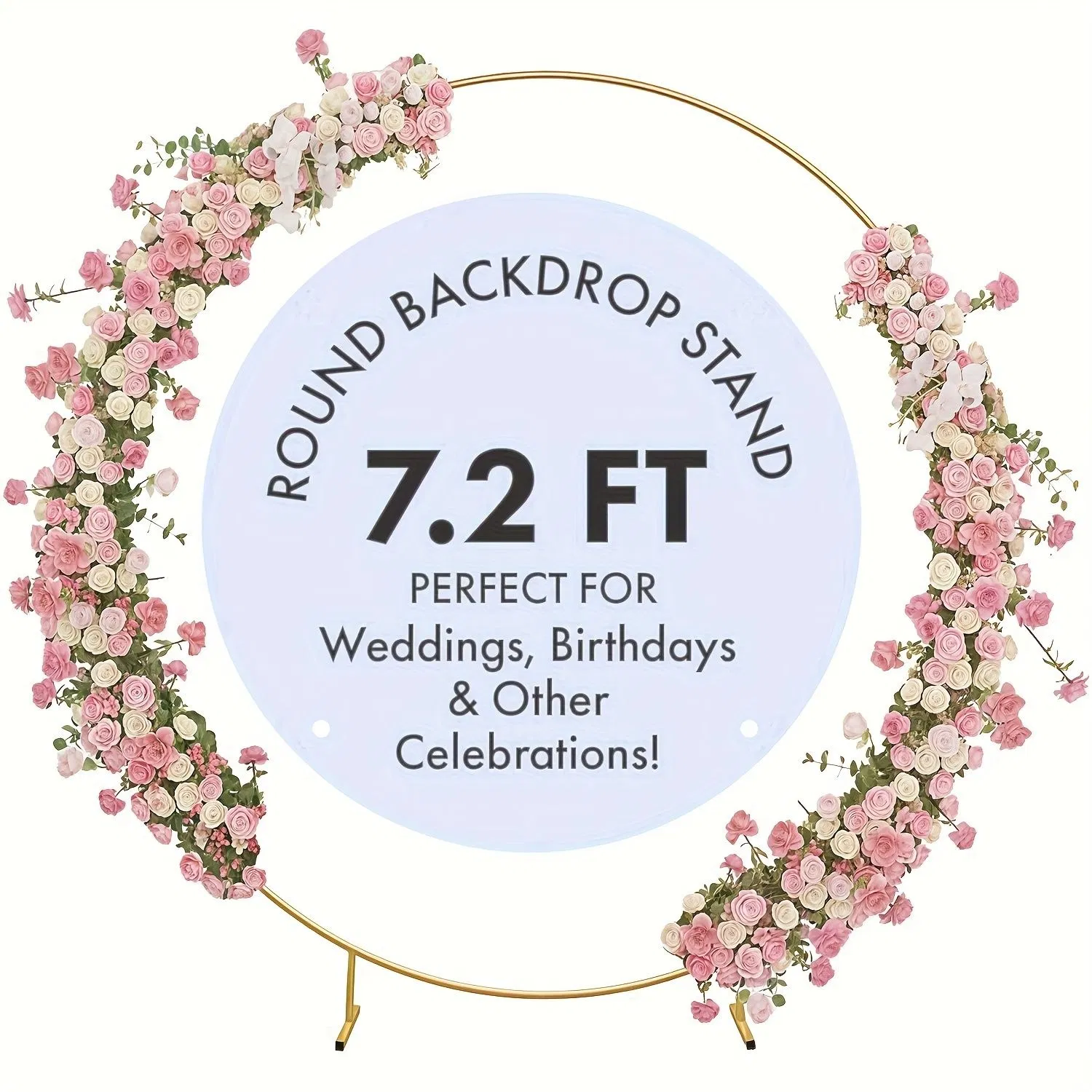 7.2FT Round Gold Balloon Arch Frame - Reusable Metal Circle Stand for Wedding Backdrop, Baby Shower Decor, Photo Booth Display - Heavy Duty Party Decor Kit with Quick Assembly DIY photo 8