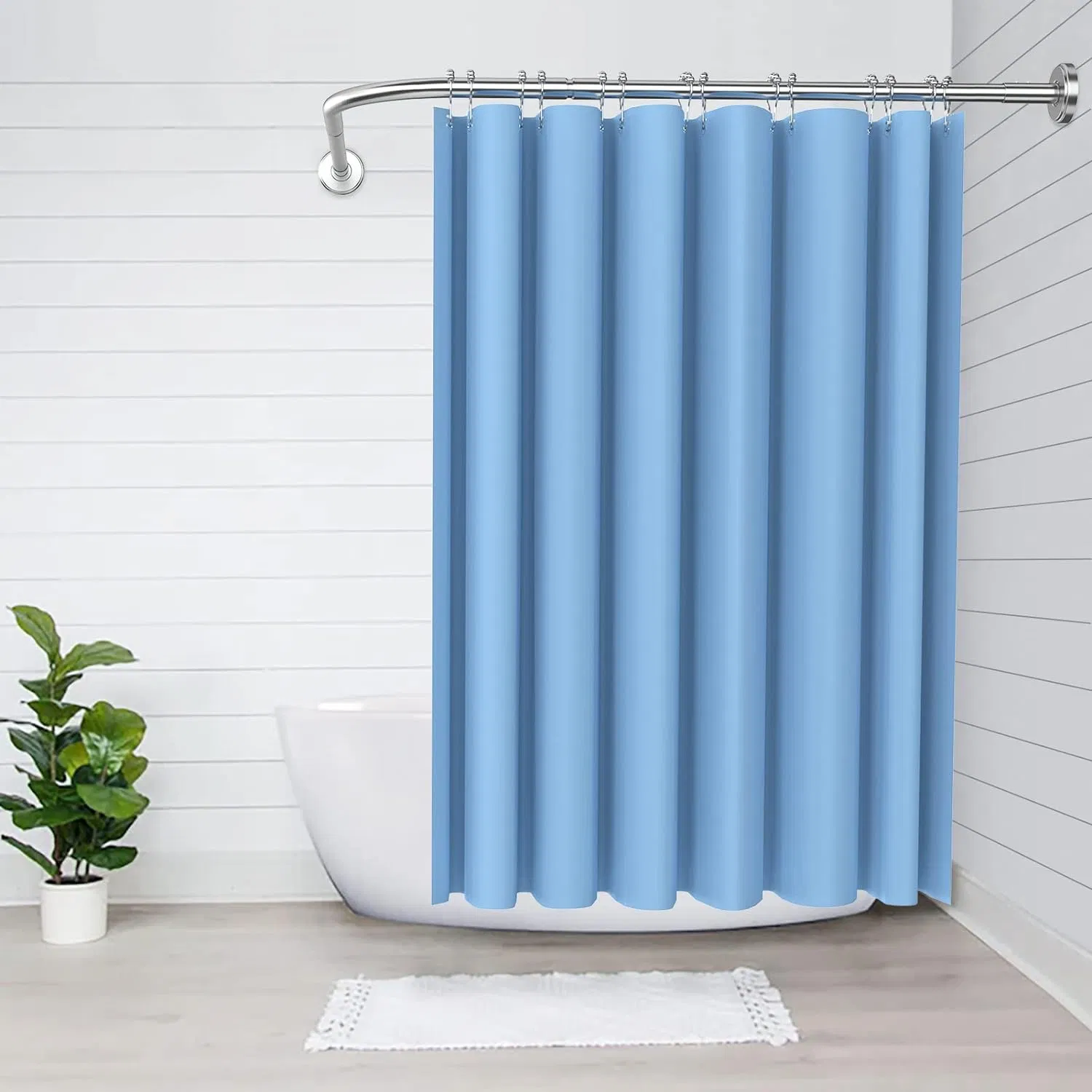 Adjustable L - Shaped Curved Shower Rod, Premium Stainless Steel Rust - Resistant Shower Curtain Rod, Expandable Rod with Extra Shower Space for Bathtub & Shower Stall photo 3