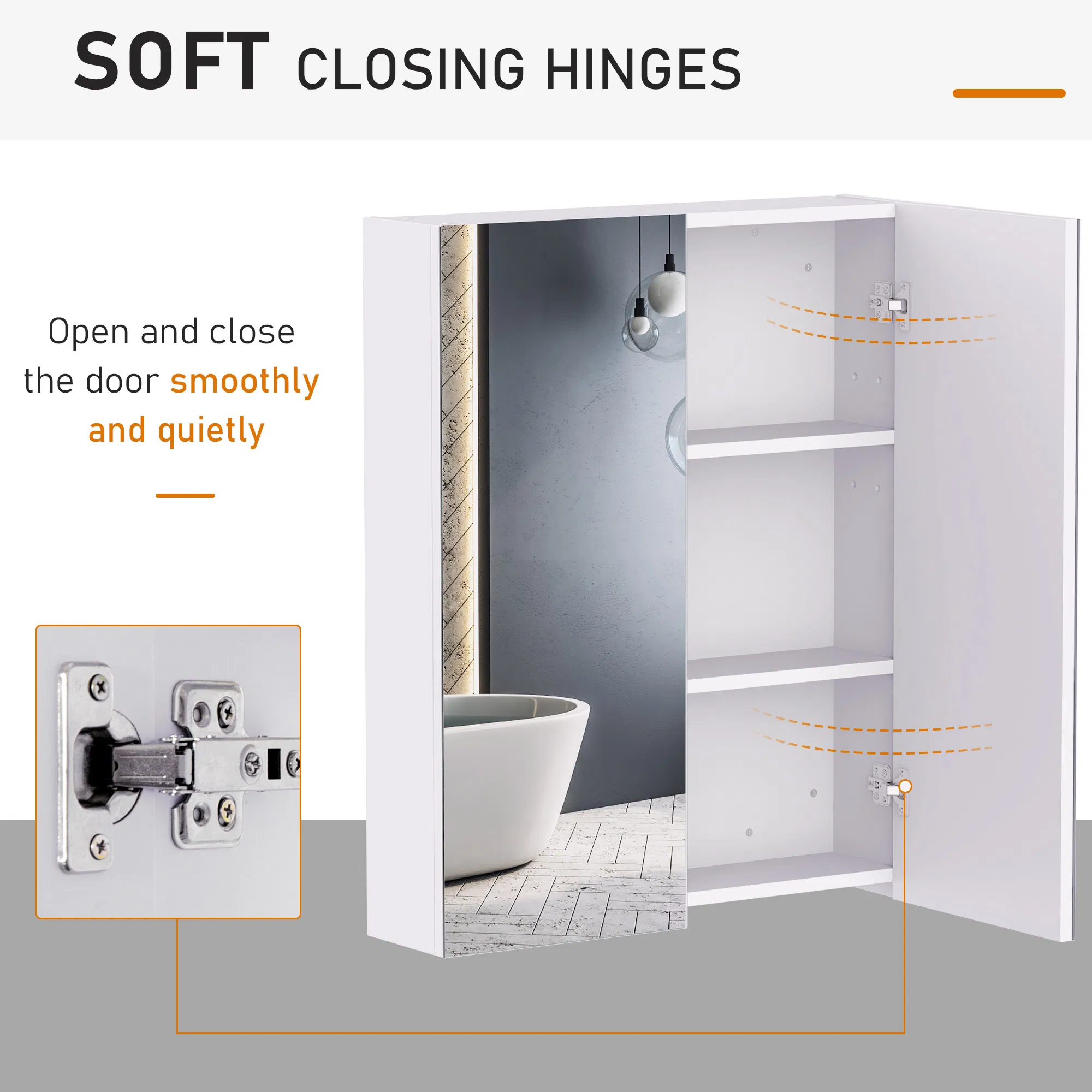 Wall Mount Medicine Cabinet with Mirror, Bathroom Mirror Cabinet Storage Organizer with Adjustable Shelf, Double Door Cupboard, Soft Closing, 23.5" x 29.5", Light Lilac photo 5
