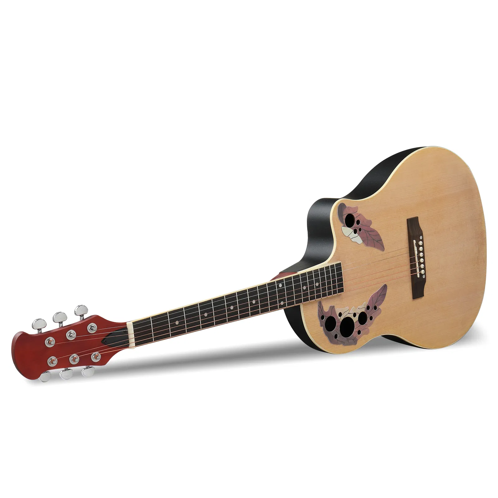 41 inch Cutawary Round Back Acoustic Guitar Spruce Top Grape Hole Burlywood photo 4