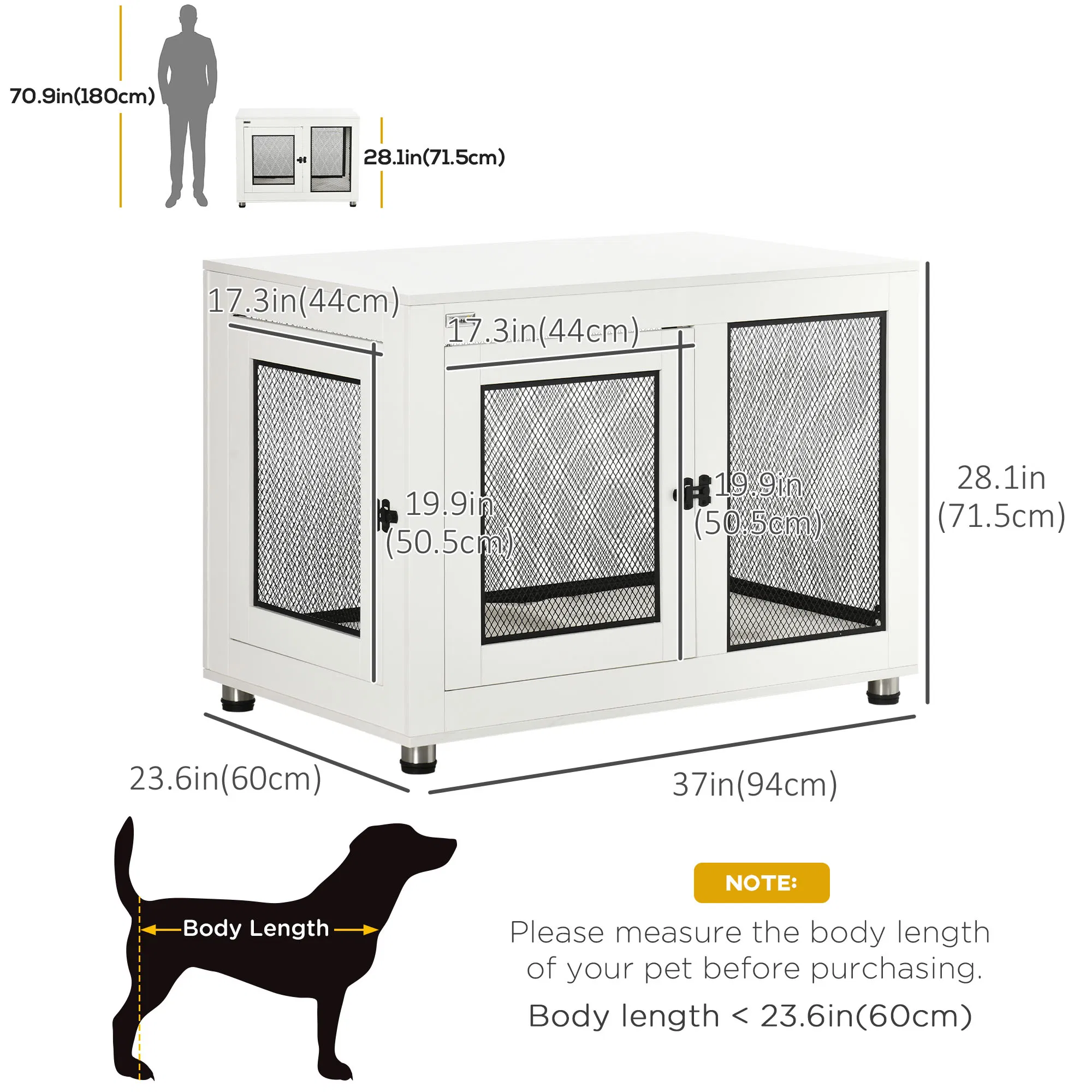 Pet Crate End Table with Water-resistant Cushion or Large Medium Dogs, White photo 6