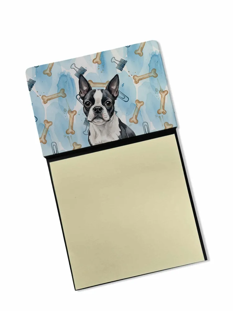 Boston Terrier Coworker Watercolor Sticky Note Holder Refillable Dispenser Desk Accessory 3x3 Pad Gift photo 8