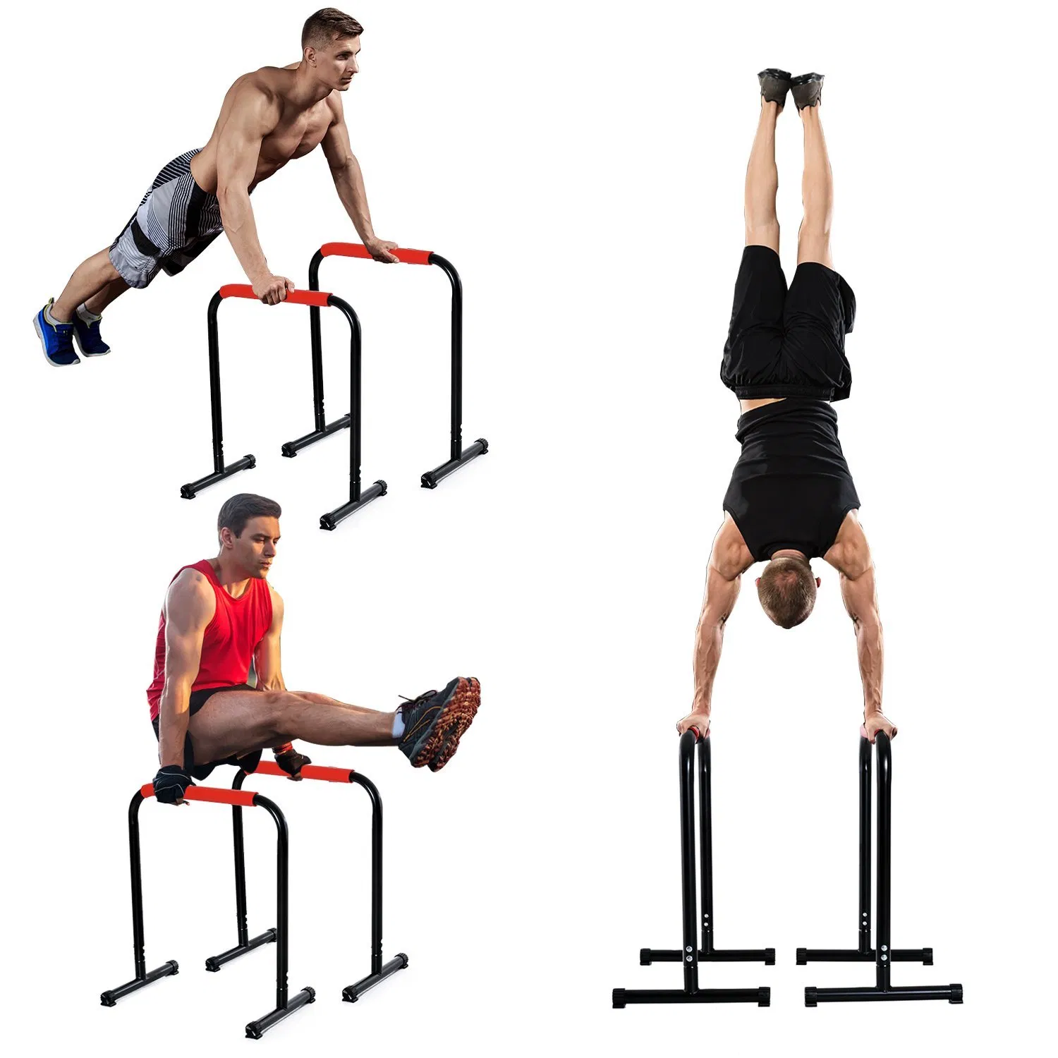 Set of 2 Dip Bar, Dip Station Push Up Station for Full Body Strength Training Home Gym Black photo 6