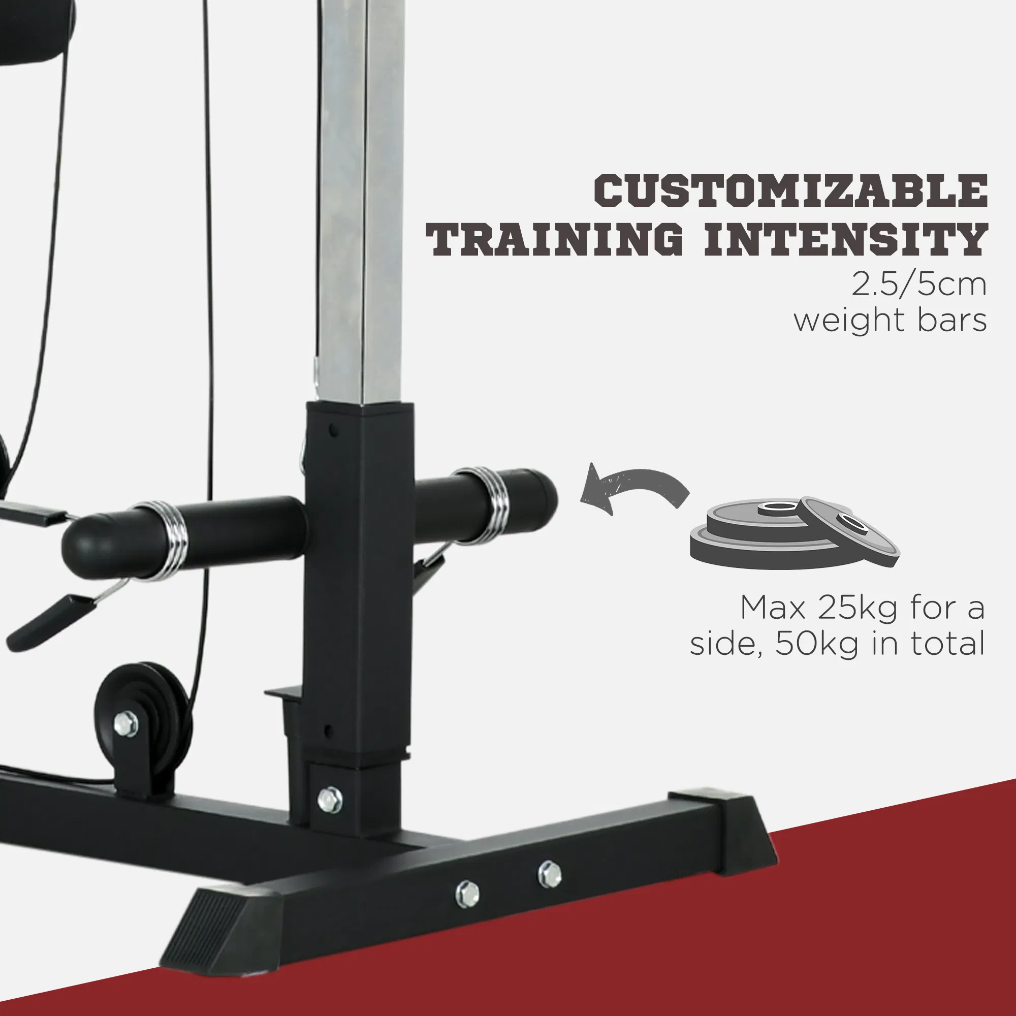 Lat Pull Down Machine, High / Low Pulley Machine with Adjustable Seat and Flip-Up Footplate, Black photo 3