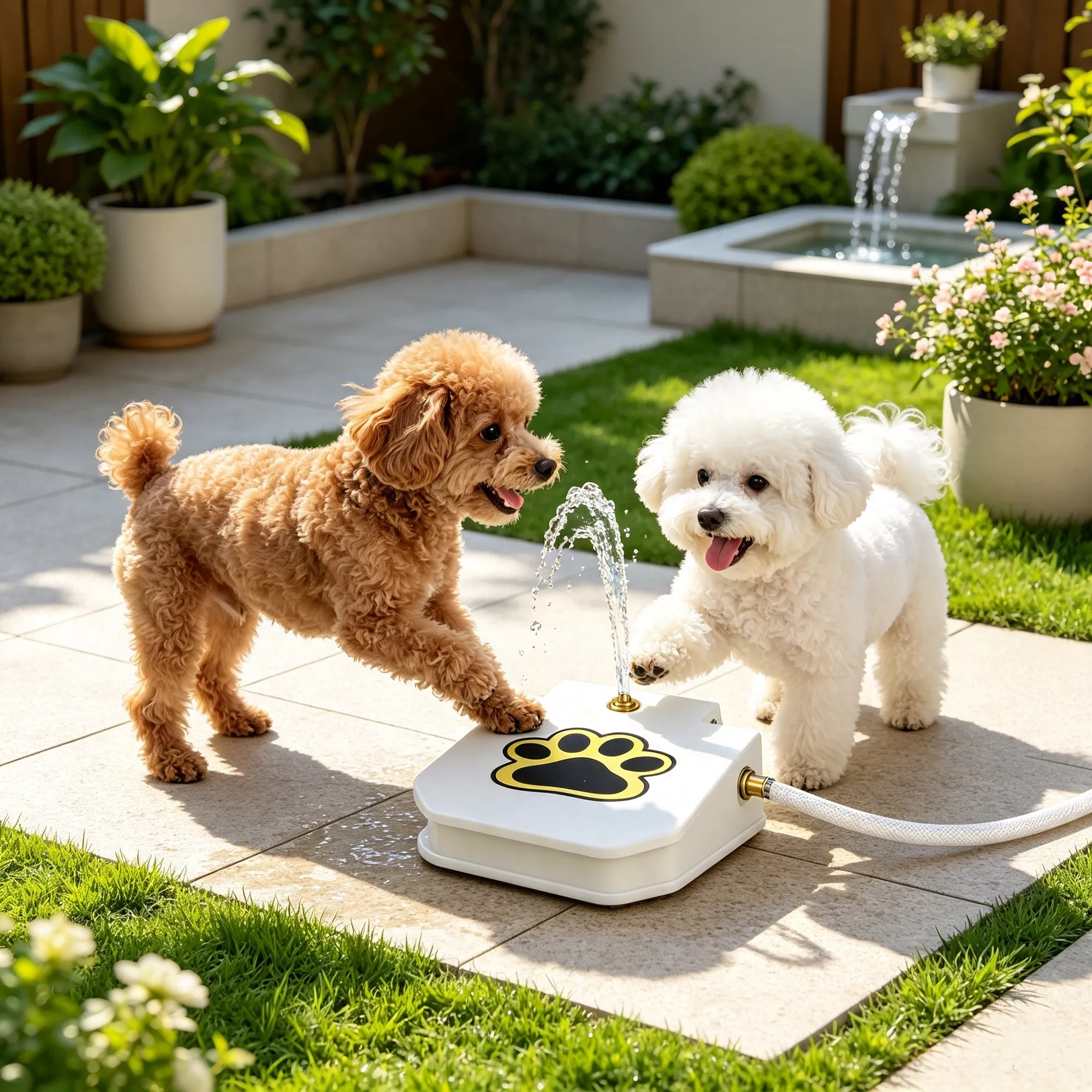 Step Activated Dog Water Dispenser, Outdoor Pet Drinking Fountain with 2-Way Water Splitter, Iron Build for Backyard Garden Use photo 3