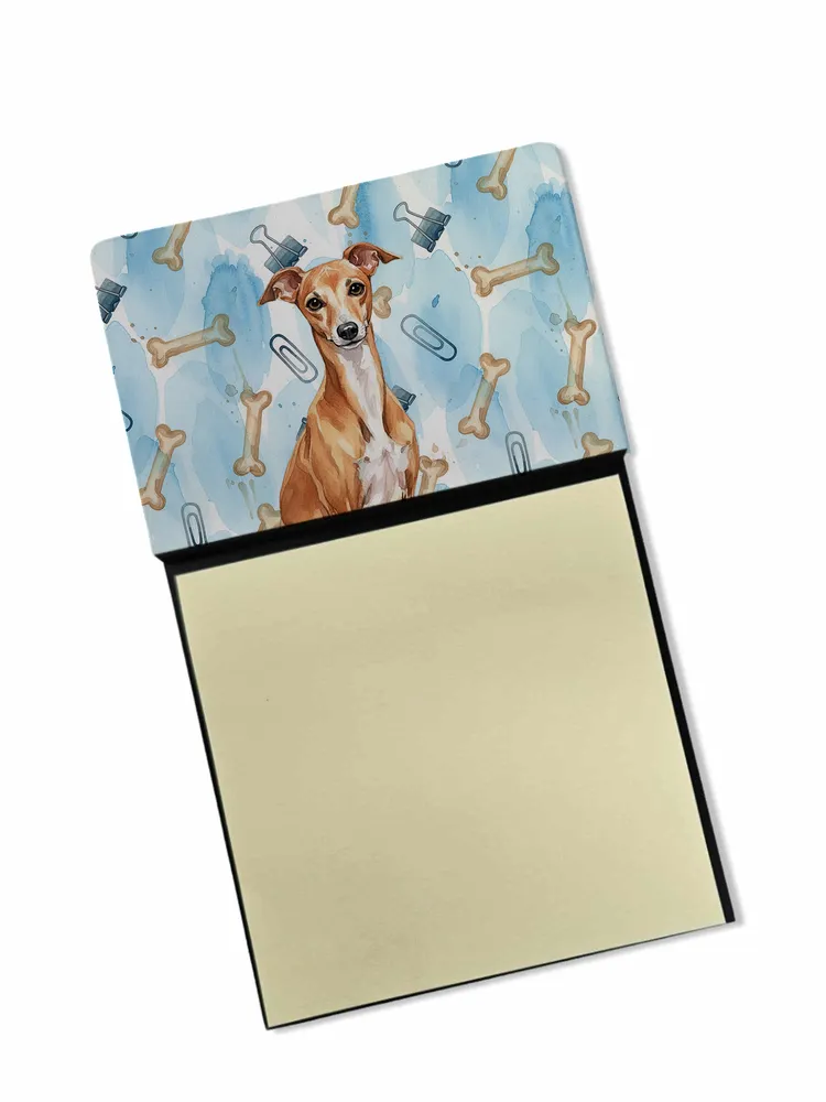 Red Italian Greyhound Coworker Watercolor Sticky Note Holder Refillable Dispenser Desk Accessory 3x3 Pad Gift photo 8