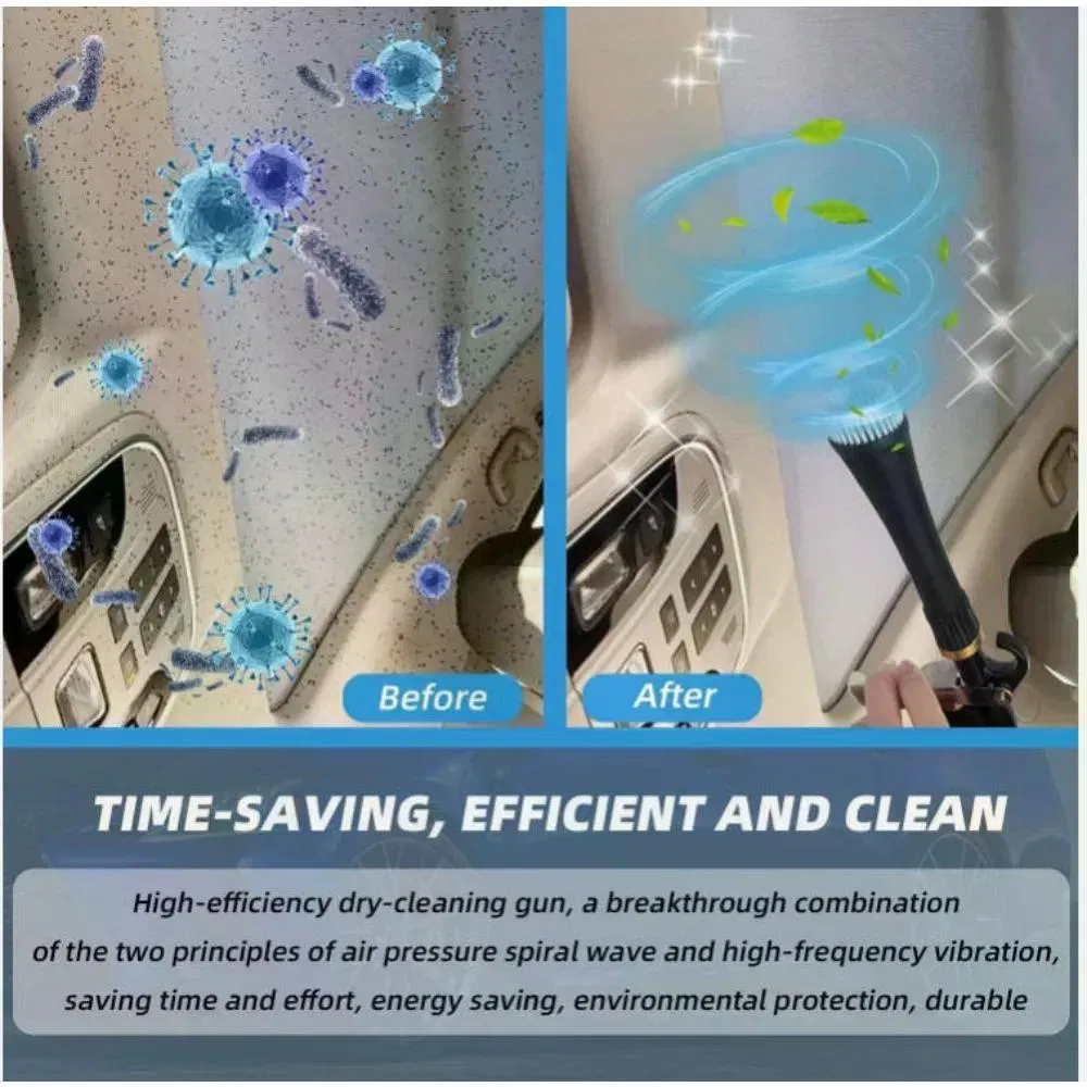 High Pressure Pneumatic Car Interior Cleaning Gun (Bearing Type) with 2 Nozzles, Dual Tube Separation photo 4
