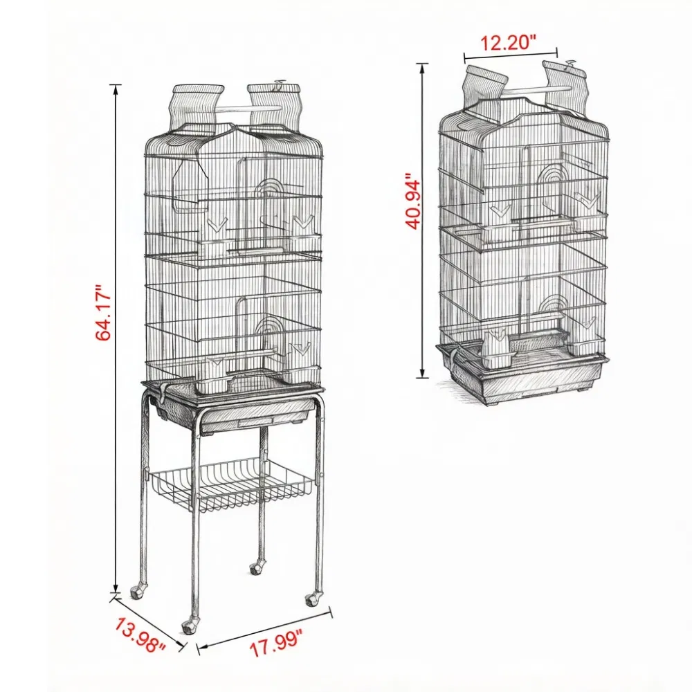 Bird Cage with Removable Sliding 17.99 X 13.98 X 59.45 in photo 4