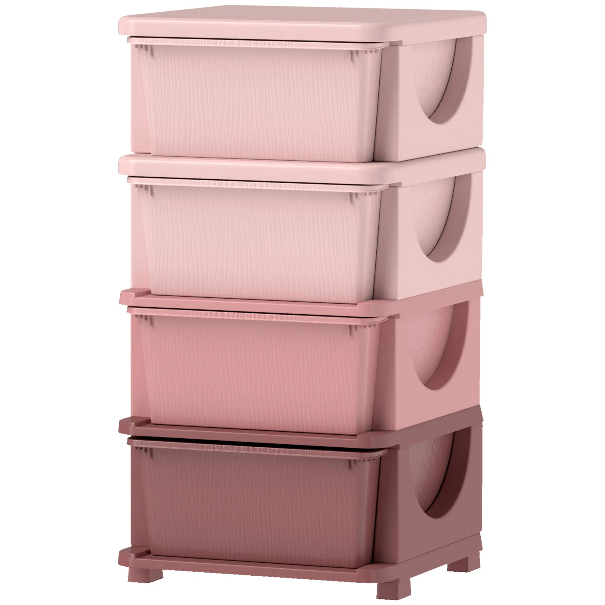 4 Tier Kids Toy Organizer and Storage Bins with 4 Plastic Drawers, Pink photo 1