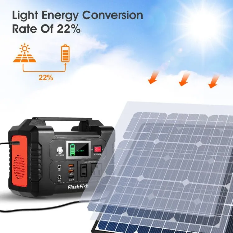 200W Portable Power Station, FlashFish 40800mAh Solar Generator with 110V AC Outlet/2 DC Ports/3 USB Ports, USB-C/QC3.0 for Phones, Tablets On Camping Van RV Road Trip photo 4