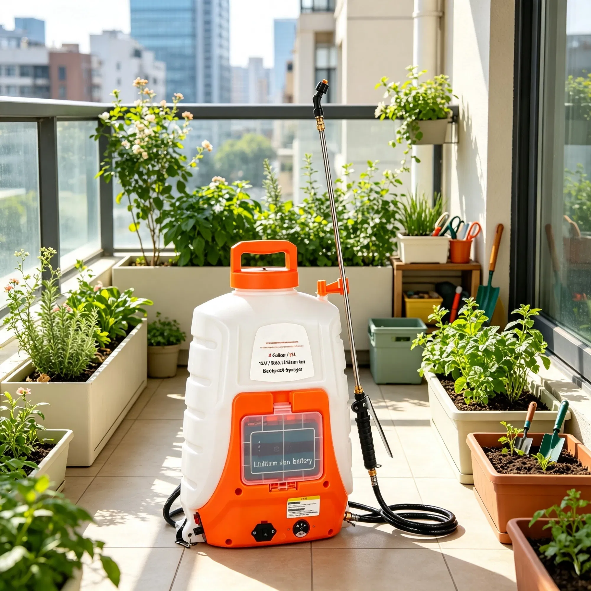 Battery Powered Backpack Sprayer, 0-90 PSI Adjustable Pressure, 12V 8Ah Battery, 8 Nozzles & 2 Wands, Wide Mouth Lid, for Weeding & Cleaning photo 6