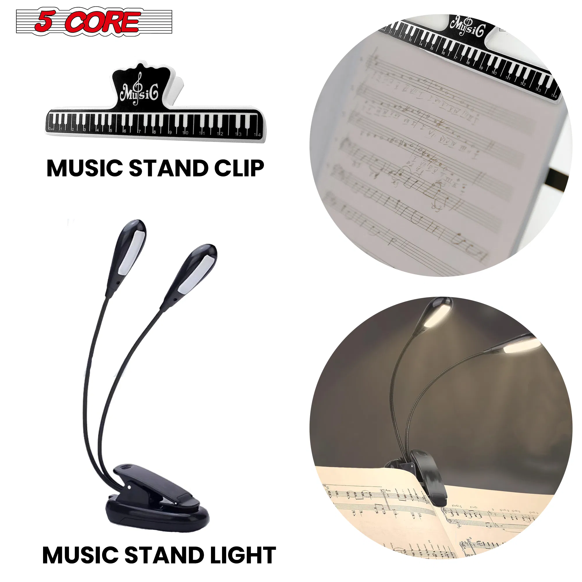 5 Core Music Stand Adjustable Desktop Book Stands Portable Sheet Holder All Metal Foldable Bookstand photo 2